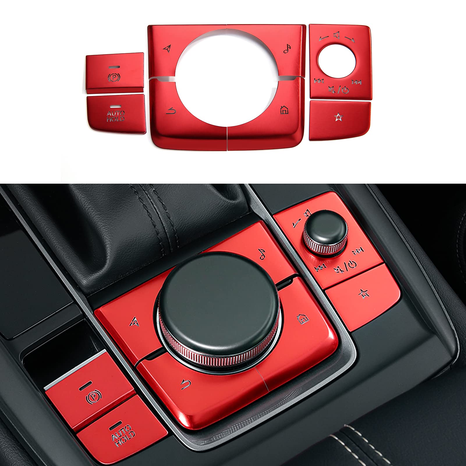 ANFOKAS for Mazda 3 CX-30 CX-50 Car Center Console Cover Gear Panel Gear Shift Knob Button Cover Trims Sporty Auto Interior Acce