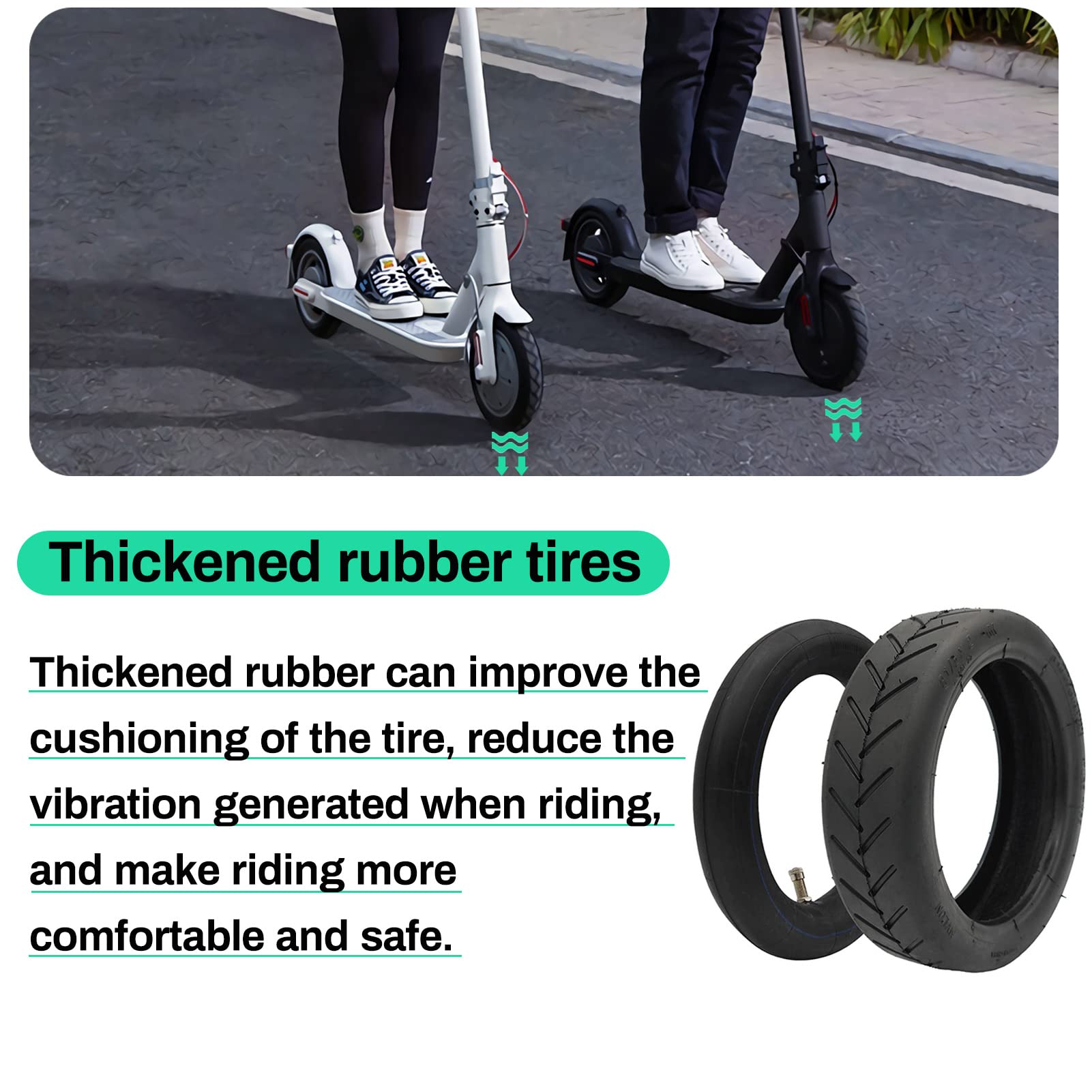 Esckw 8.5 Inch Tire Tube Compatible For Xiaomi M365 Pro/Gotrax Gxl V2 Electric Scooter 50/75-6.1 Tire Replacement 8.5 Air Filled Tire 8 1/2 X2 Scooter Inner Tube Tires