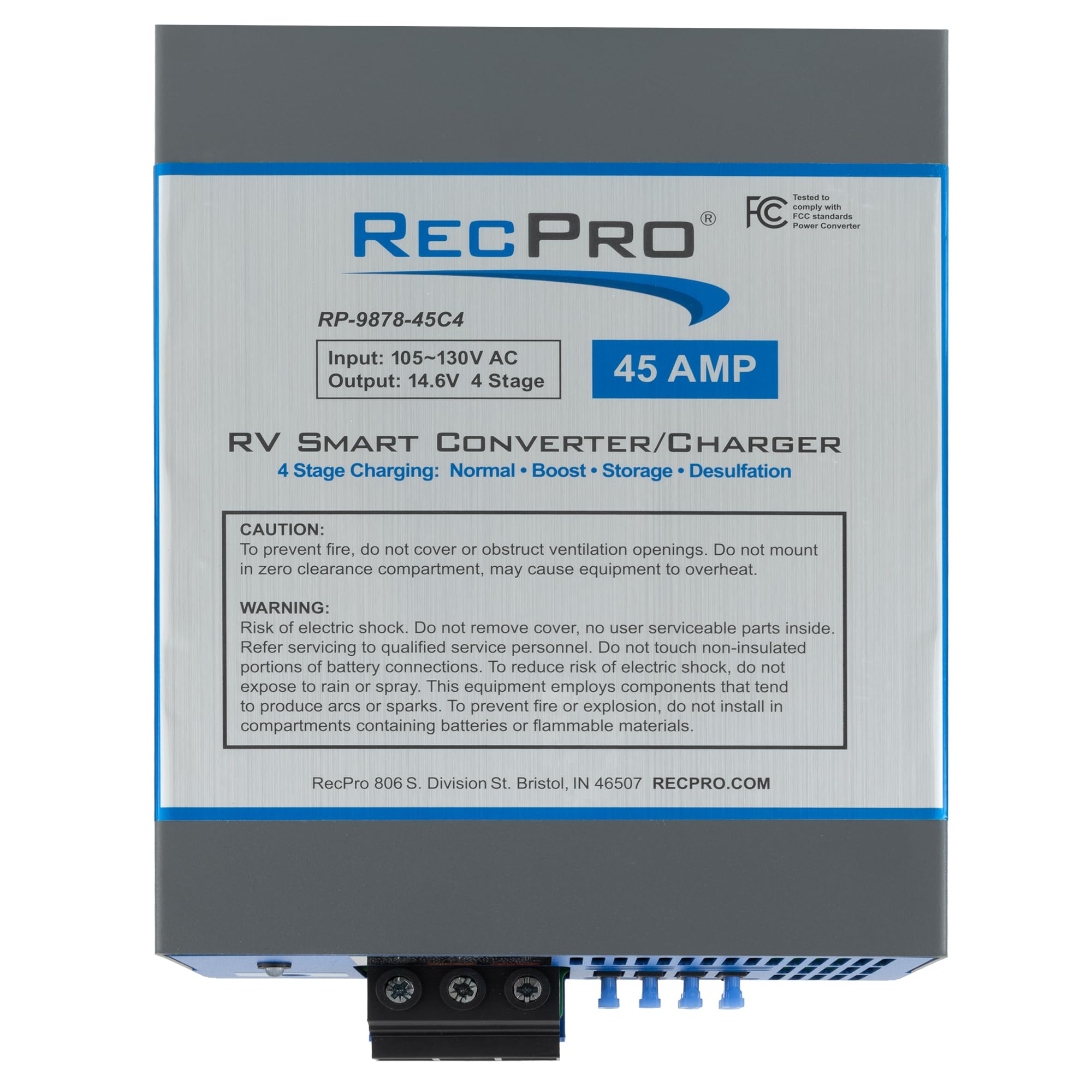 Recpro Rv Converter 45 Amp | Rv Power Converter & Battery Charger | 4 Stage Smart Charging | 120Vac To 12Vdc | 13V To 16.5V Oper