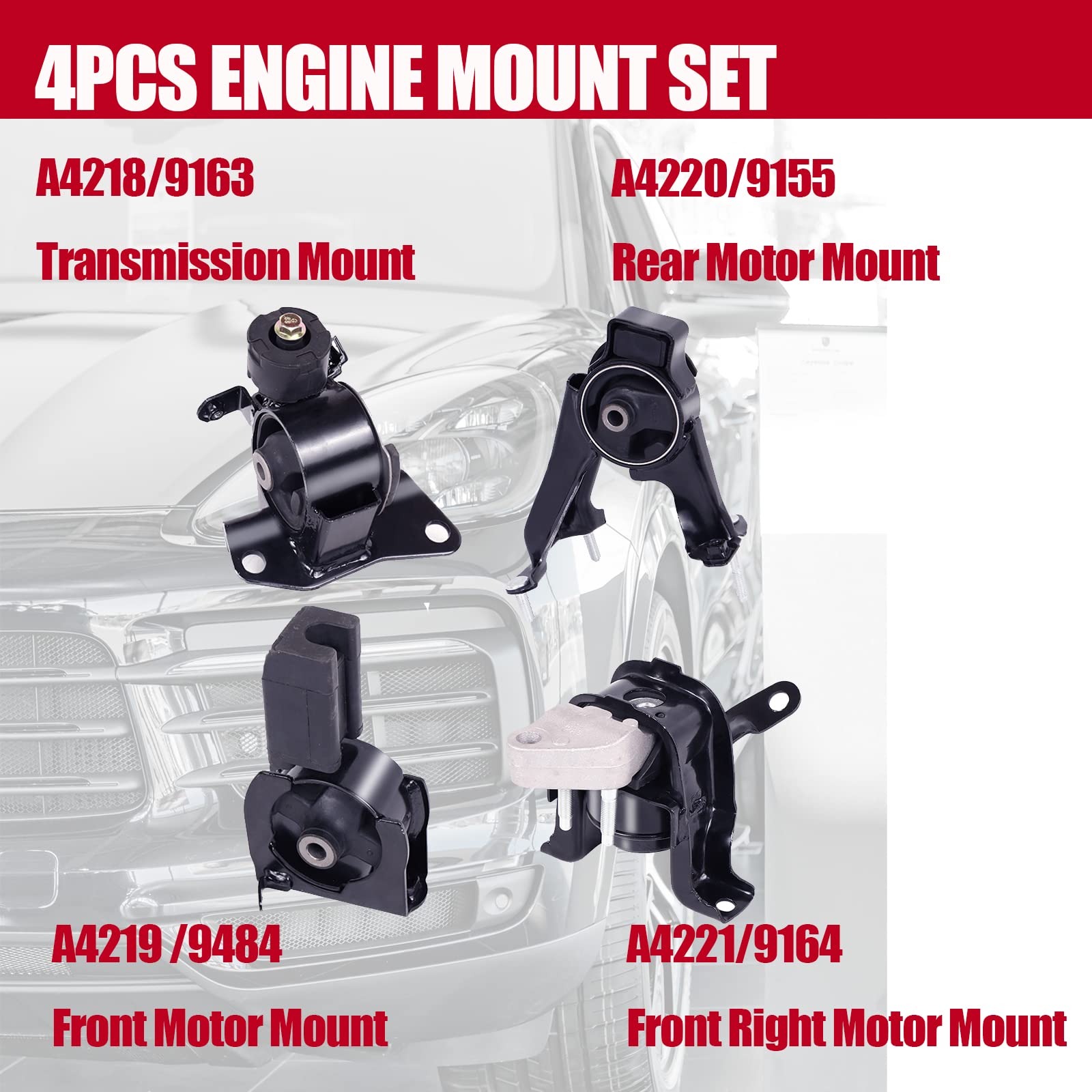 Engine Motor Mount Compatible With Fits 2003-2008 Toyota Matrix 1.8L 2003-2008 Pontiac Vibe 1.8L. 2003-2008 Toyota Corolla 1.8L