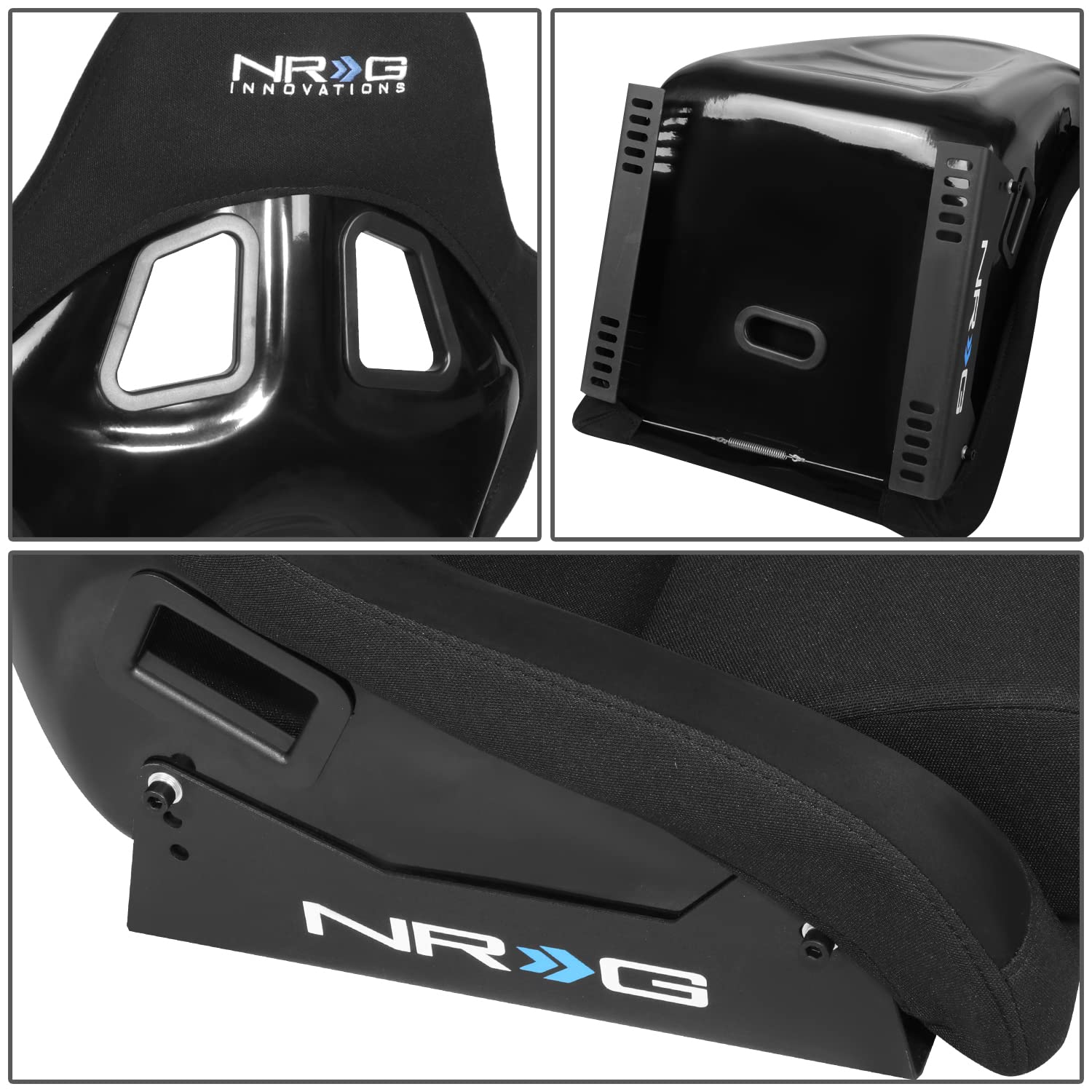 Nrg Innovations Nrg-Frp-310E Fiber Glass Fixed Back Bucket Racing Seat (Medium), 4 Pt Harness Compatibility, Black Seat Cover, 2