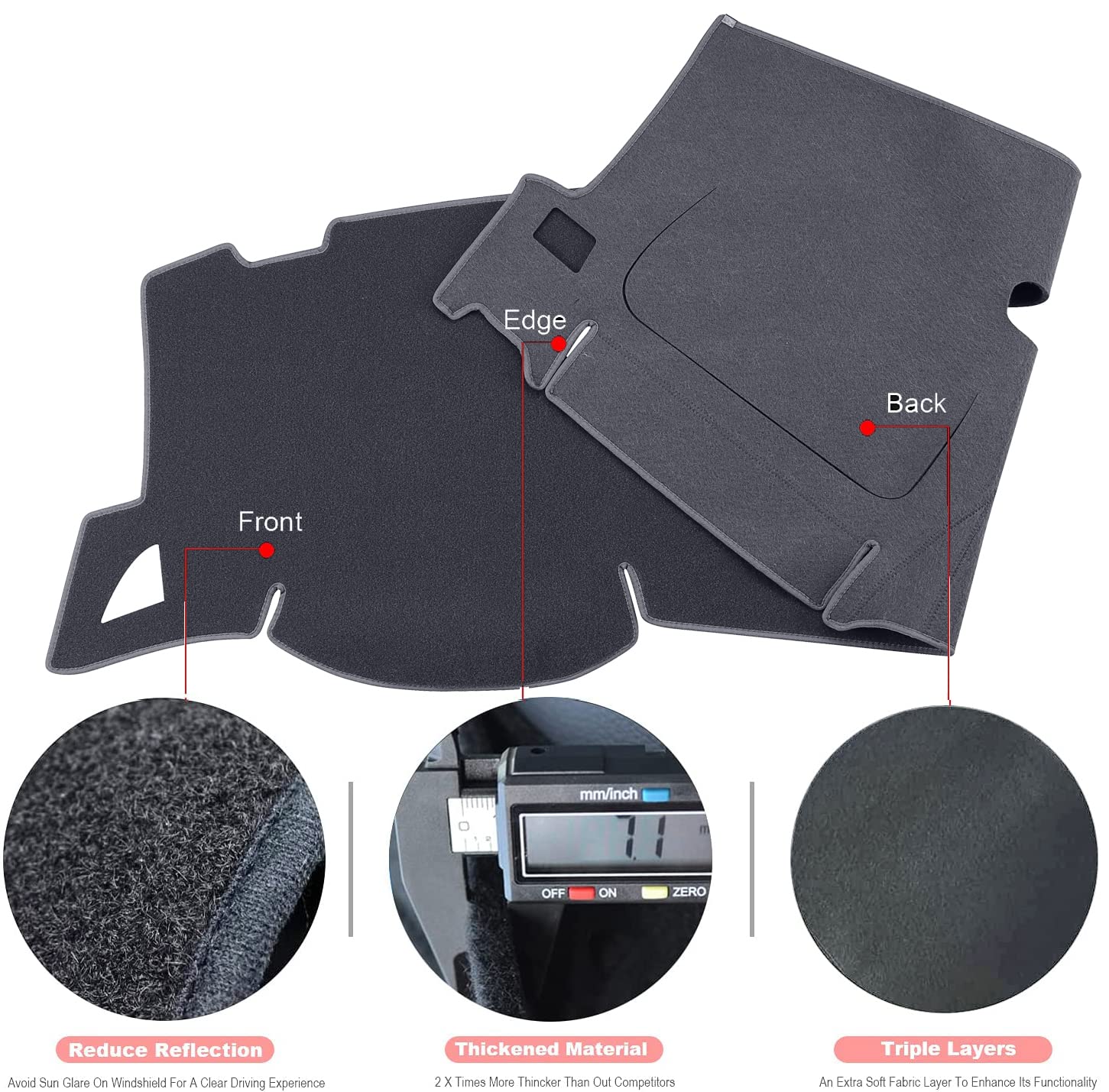 Blibliunit Dashboard Cover For Gmc Sierra And Chevrolet Silverado- Fits 2007-2013 Models With Two Glove Boxes. Custom Fit Dash M