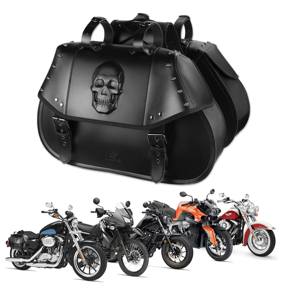 Quixofiber Motorcycle Saddlebags 34L Large Capacity Pu Leather Side Saddle Bags Waterproof Universal For Harley Honda Yamaha Kaw