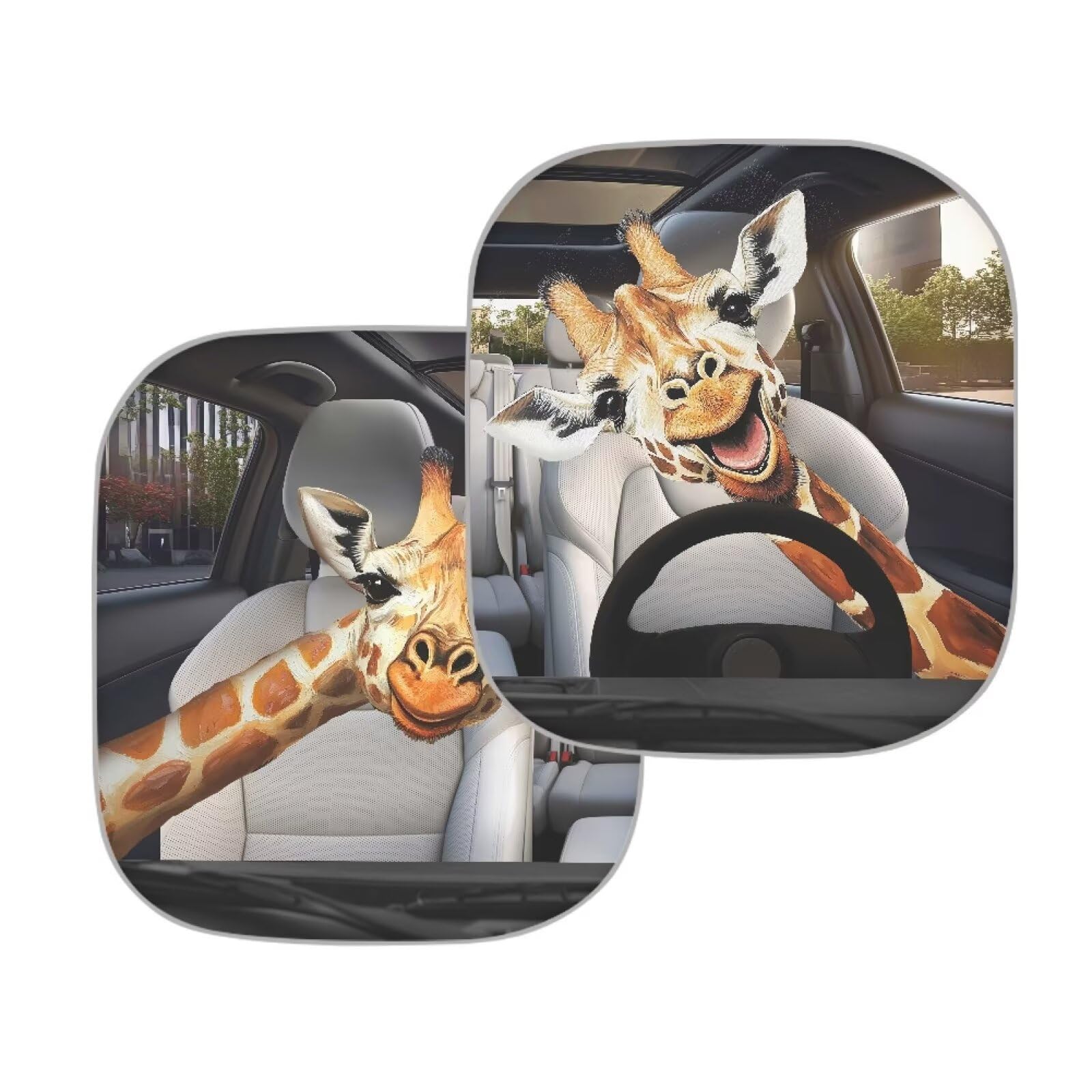 Renewold Funny Giraffe Animal Driving, Auto Front Windshield Sun Shade, Car Window Foldable Sunshade Cover, Sun Visor Protector