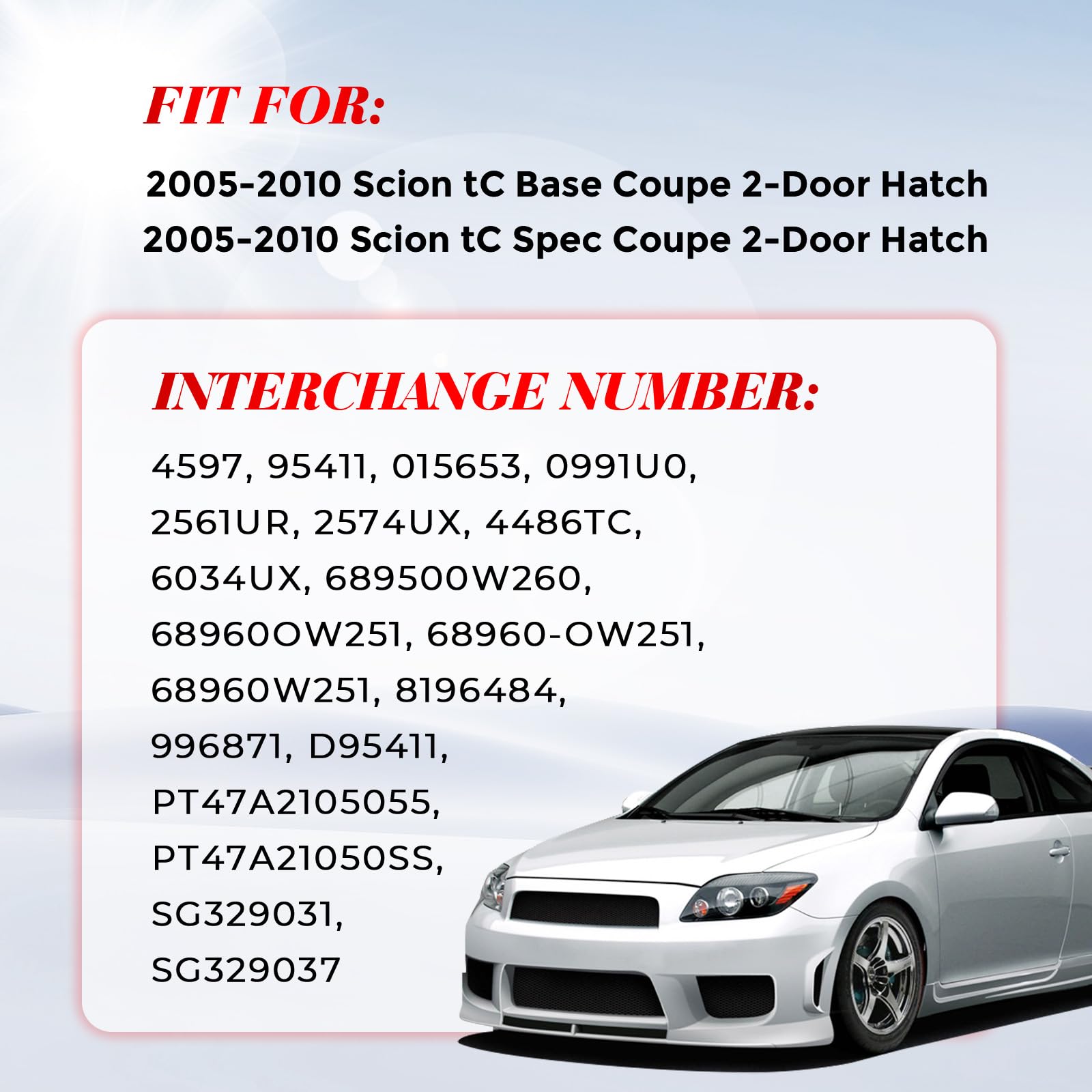 Vepagoo 4597 Hatchback Struts For 2005-2010 Scion Tc Trunk Gas Shocks - 95411 Rear Liftgate Lift Support Arms Supports, 015653 (