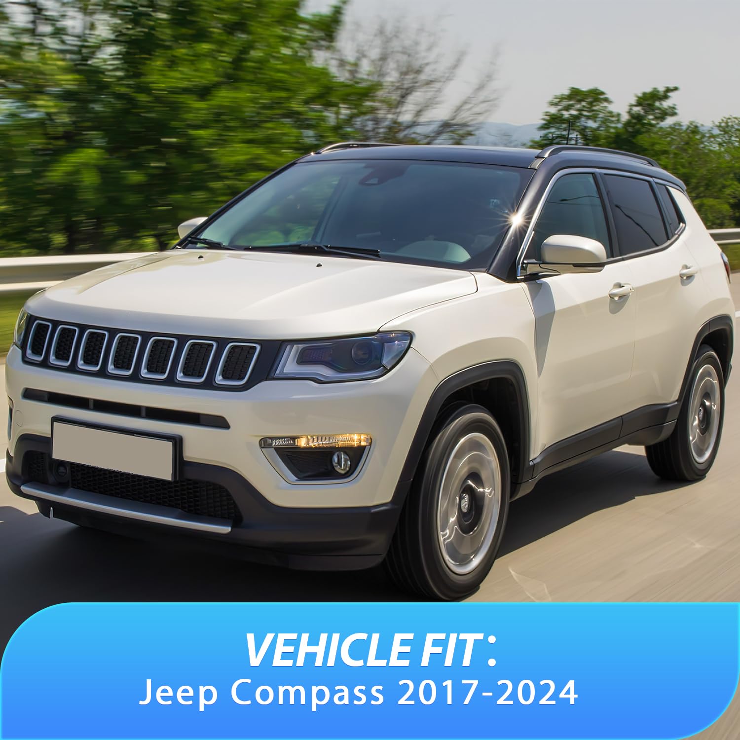 Nilight Vent Window Visors for Jeep Compass 2017 2018 2019 2020 2021 2022 2023 2024, in-Channel Rain Guards, Original Window Def