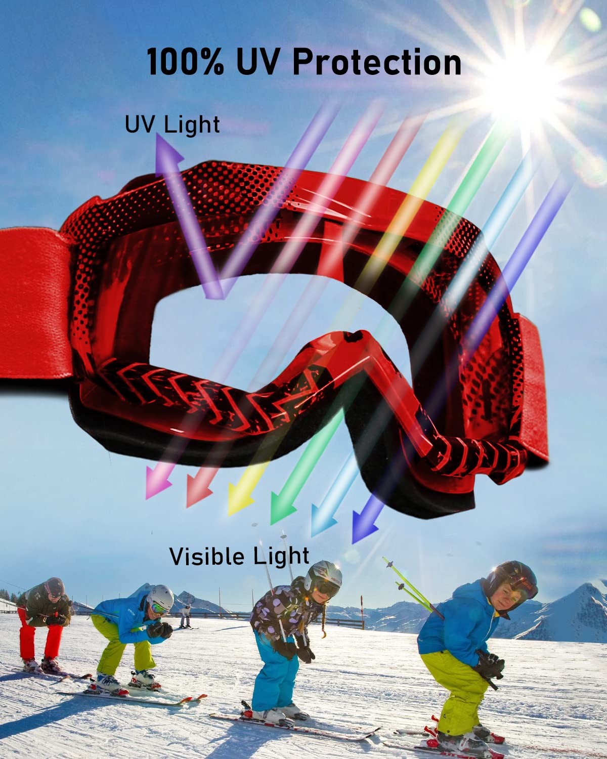 Belinous Kid Riding Goggles For Atv Dirt Bike Motorcycle Motorcross Mx, Uv Protectioin, Youth Dirt Bike Goggles For Kids 3-12 With Soft Strap, Red