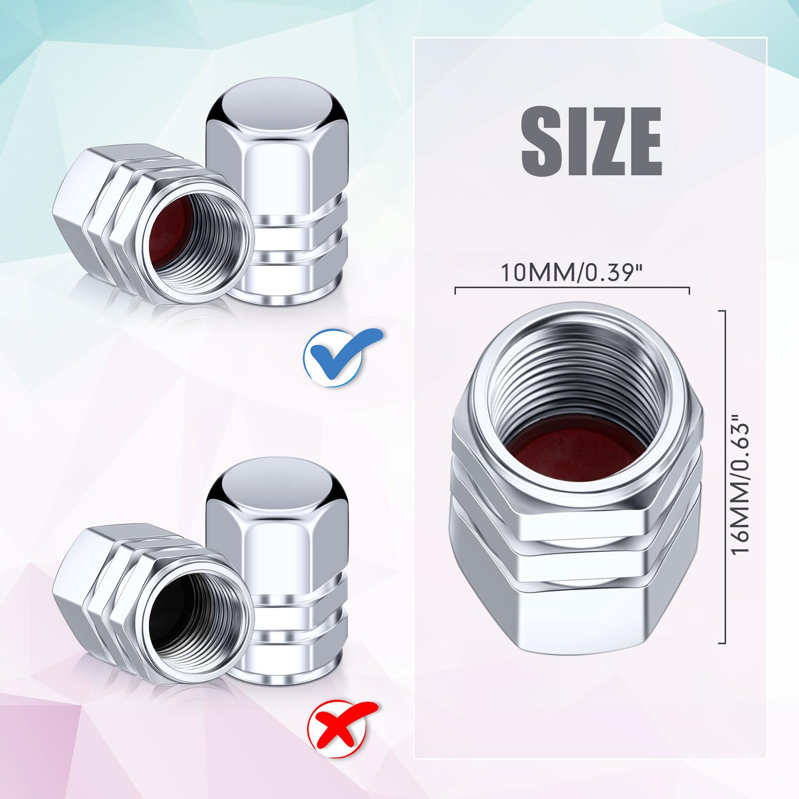 Tallew 50 Pcs Tire Valve Stem Caps Hexagon Tires Universal Heavy-Duty Valve Caps Leak Proof Aluminum Alloy Stem Cover For Car Su