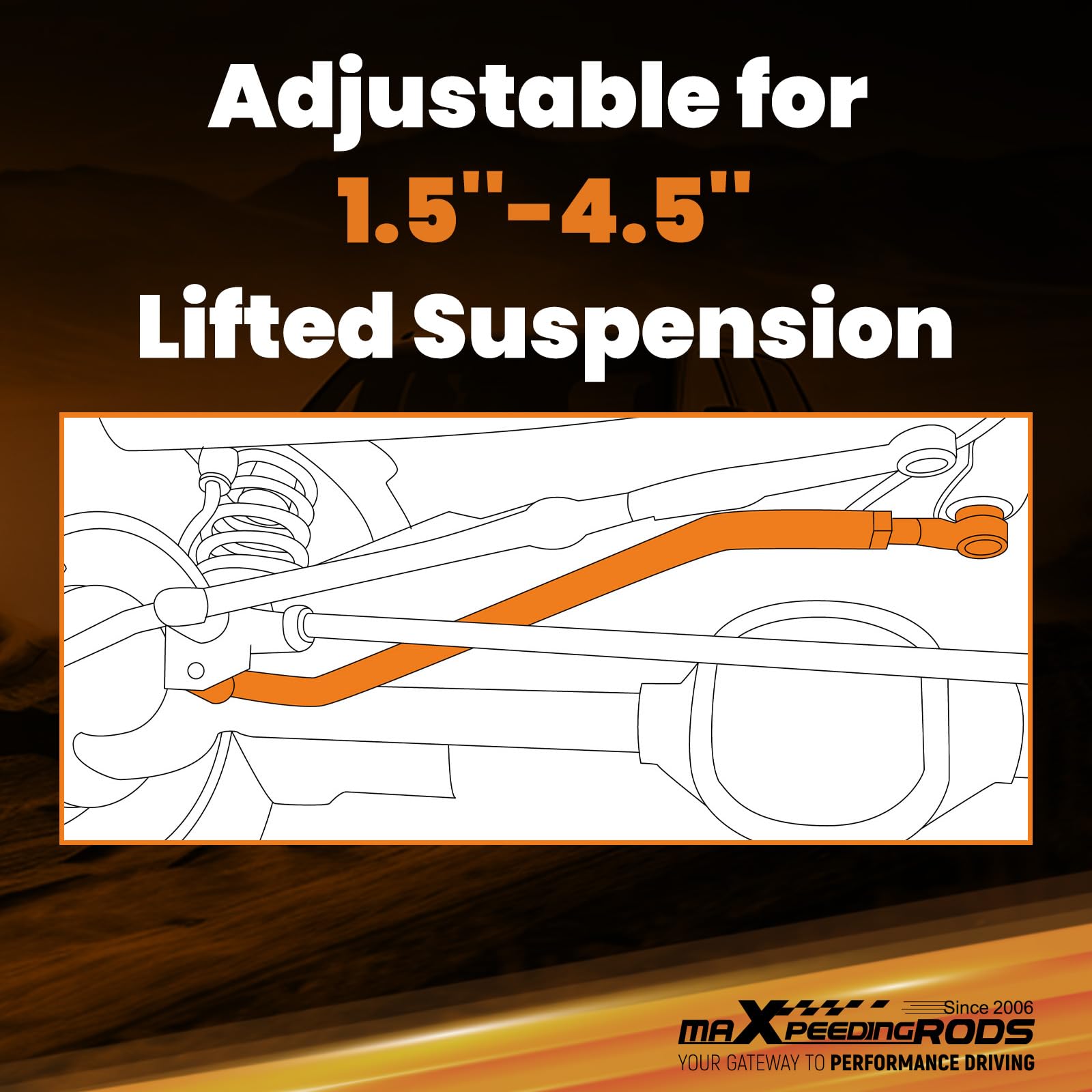 maXpeedingrods 1.5-4.5'' Lift Front Track Bar for Jeep Cherokee XJ 1984-2001, Wrangler TJ 1997-2006, Adjustable Panhard Rod