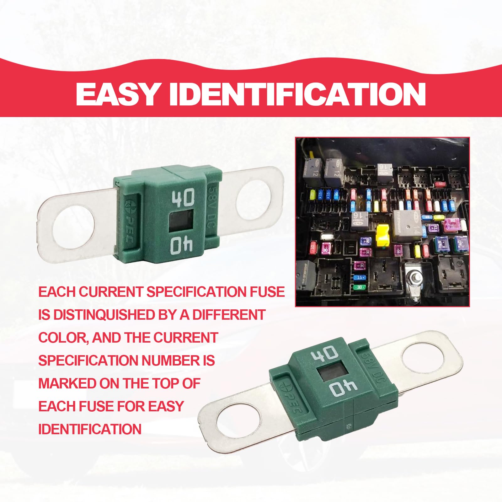 Pack of 3 AMI/Midi Fuse 40 Amp High Current Fuse Bolt-on Fuse, commonly Used in Cars, Trucks, Construction Vehicles, Agricultura