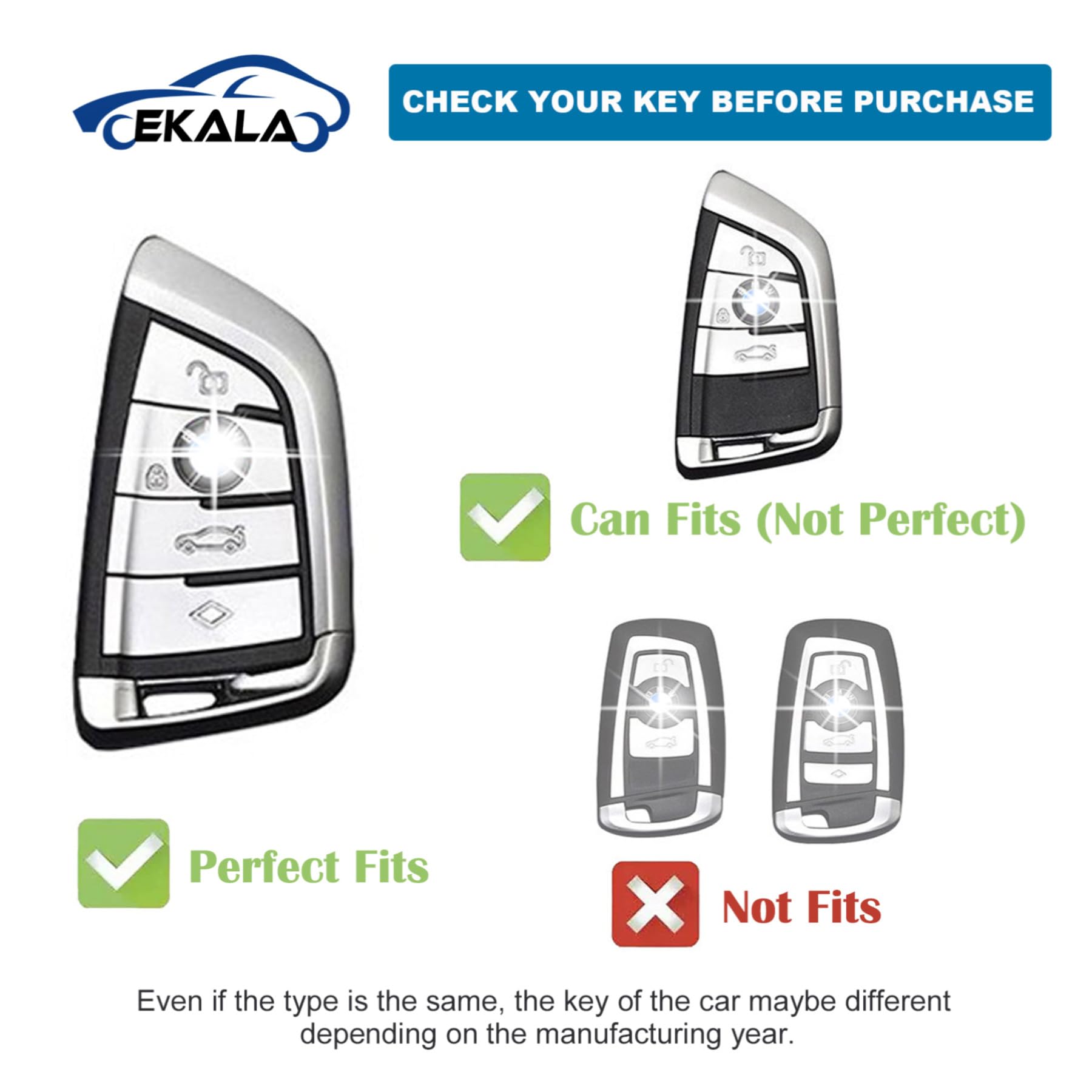 Ekala For Bmw Key Fob Cover Soft Tpu Full Protection Smart Key Case Shell White With Keychain Lanyard Fit For Bmw X1 X2 X3 X5 X6 2 5 6 7 Series 3 4 Buttons Smart Key Fob Case(Bm-4D)