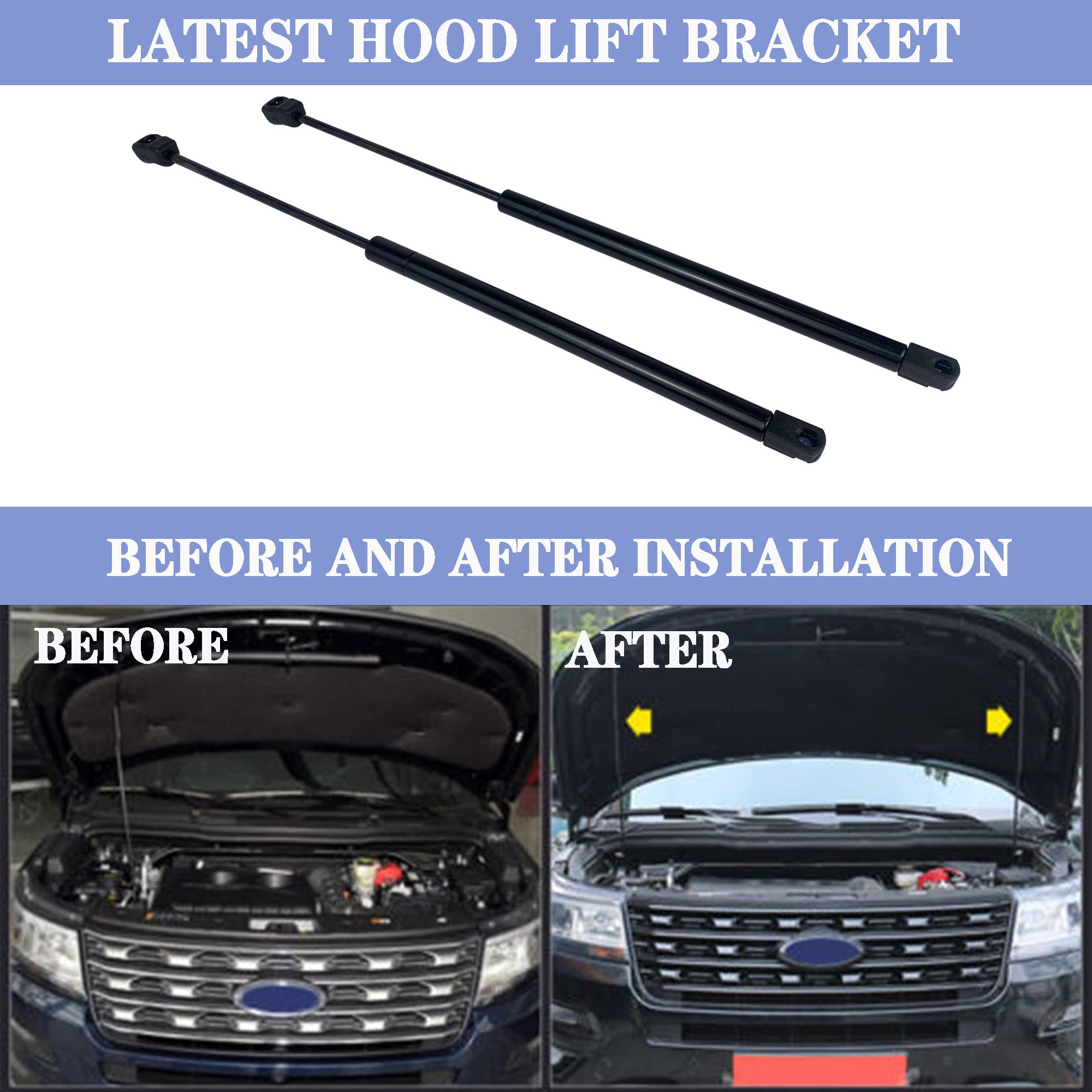 YzusGomumu Hood Lift Supports for 2017-2022 Ford F250 F350 F450 F550 Super Duty, Black, Replaces 4B-965360 HC3Z16