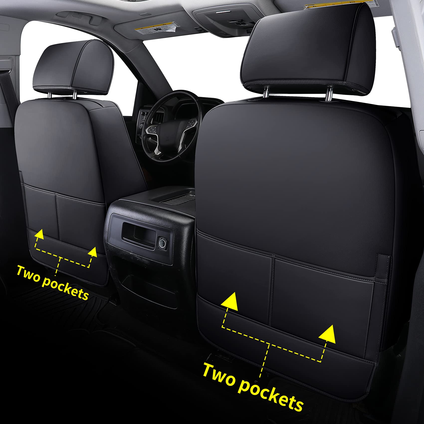 LUCKYMAN CLUB Chevy Silverado/Sierra P01-S1 Seat Covers Full Set, Fit 2019-2024 1500/2020-2024 2500 HD/3500 HD Crew Cab with Bre