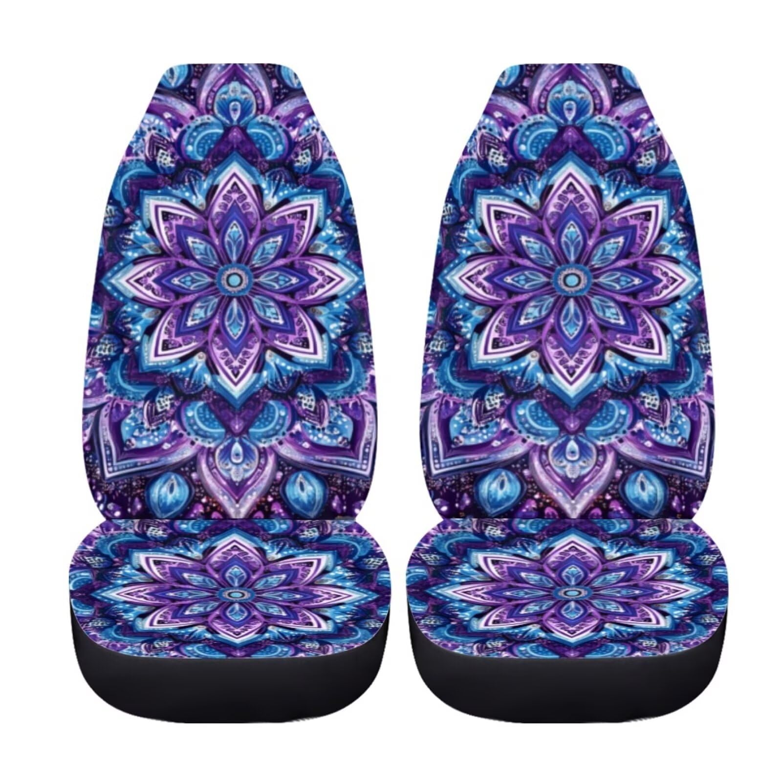 Bigcarjob Purple Lotus Car Seat Covers Set For Women Auto Interior Seat Protector Boho Lotus Car Accessories Set 2 Pcs Auto Fron