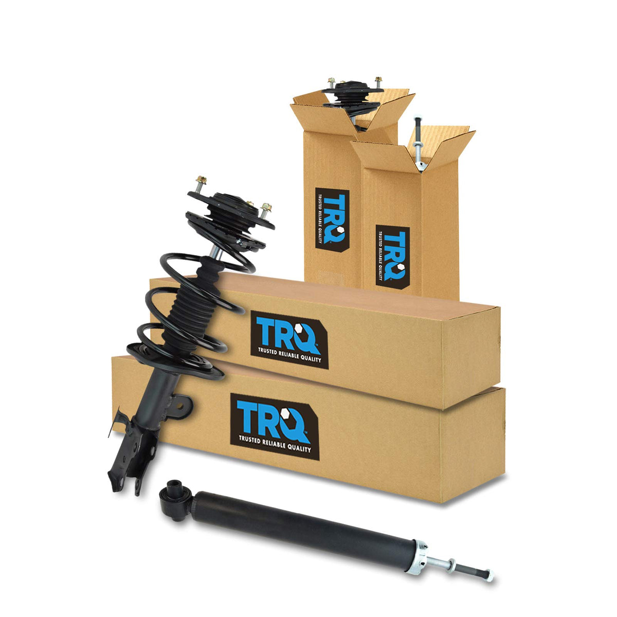 TRQ Front and Rear Complete Strut Assembly & Shock Absorber Kit Complete Strut & Coil Spring Assembly Compatible with 2008-2015 