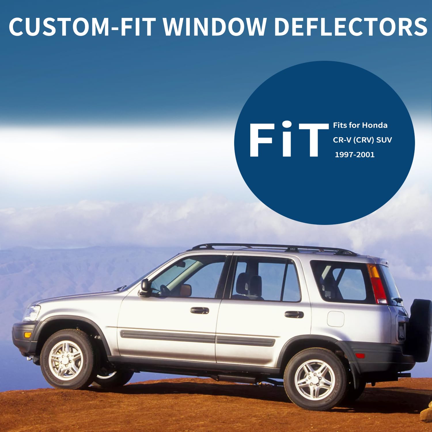 4PCS Rain Guards Window Visors Wind Deflector Fits for Honda CR-V (CRV) SUV 1997-2001, Front & Rear Outside Mount Vent Shade 199