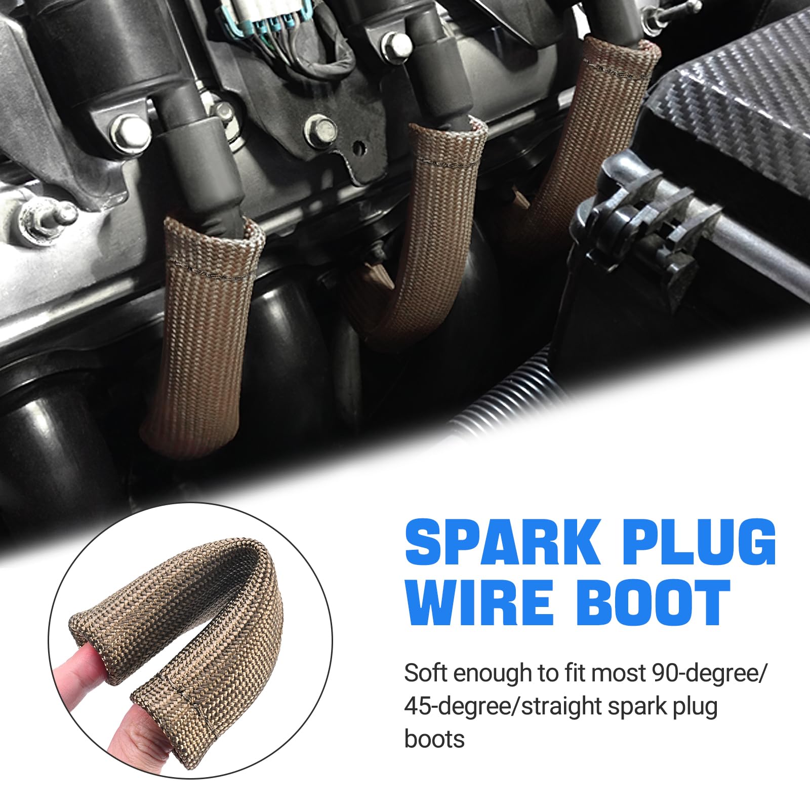 Shinehome 8 Pcs Spark Plug Boot Protector 2500 Spark Plug Wire Heat Shield Sleeve Wrap 6 Inch For Ls1/Ls2 Sbc Bbc 350 454 Spark