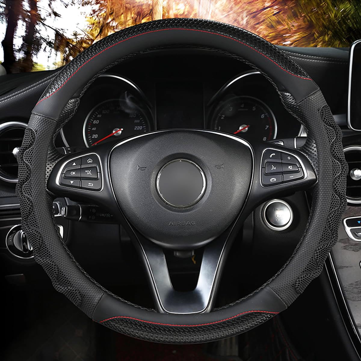 XHRING Car Steering Wheel Cover for Toyota Tacoma 2012-2024 4Runner 2010-2024 Tundra 2000-2024 Sequoia 2014-2023 2/4 Door SR5 Tr