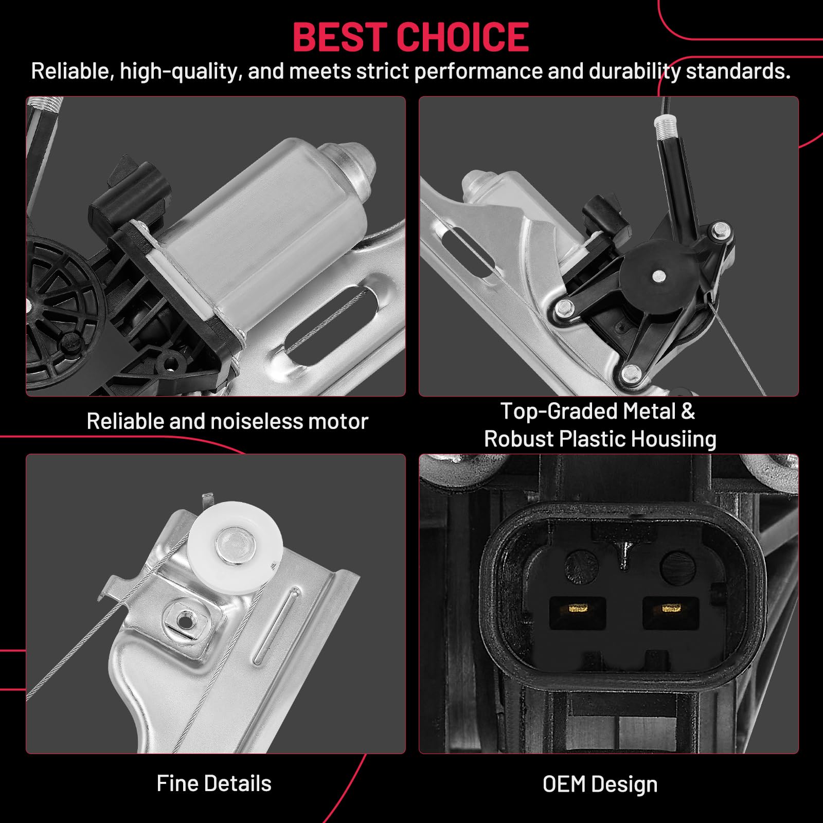 BDFHYK 741-443 Power Window Regulator with Motor Front Right for 2007-2008 Cadillac Escalade GMC Sierra Yukon X 2007-2012 Chevy