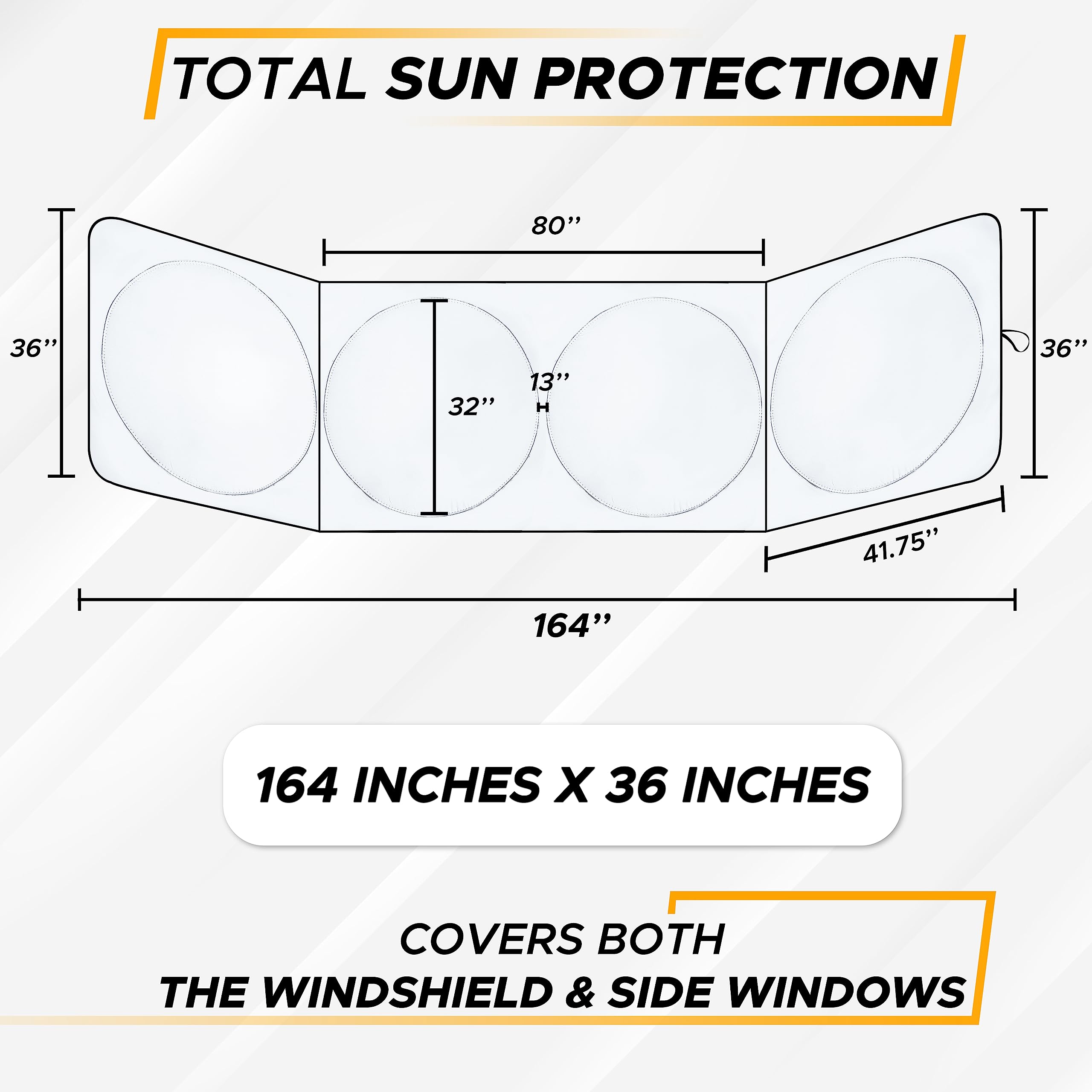 Econour Detachable Semi-Truck Sun Shade For Windshield And Side Windows | 500T Polyester Maximum Coverage To Block Uv/Sun Heat R