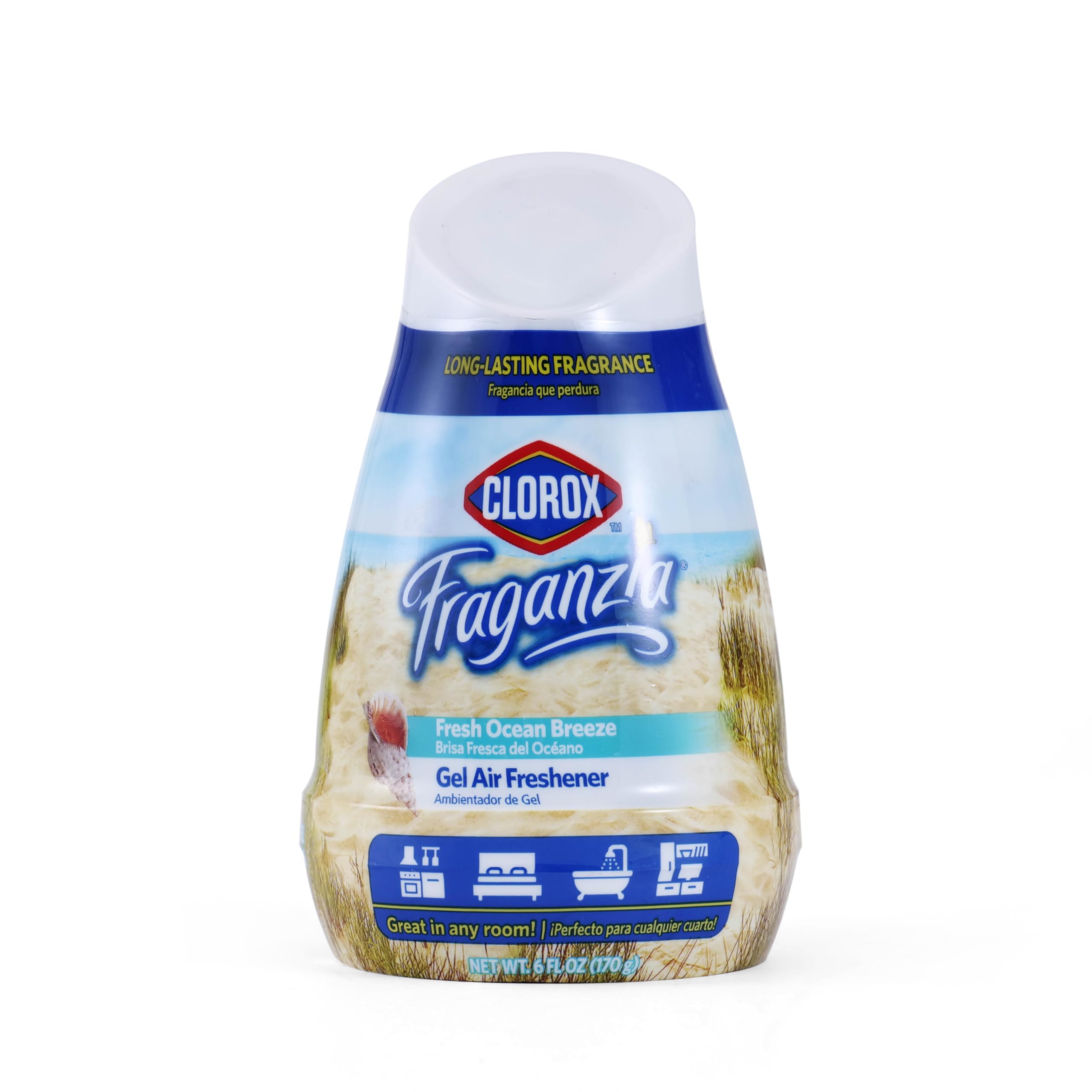 Clorox Fraganzia Cone Gel Air Freshener - Fresh Ocean Breeze - Long-Lasting Gel Air Freshener For Closets, Bathrooms, Kitchens, 