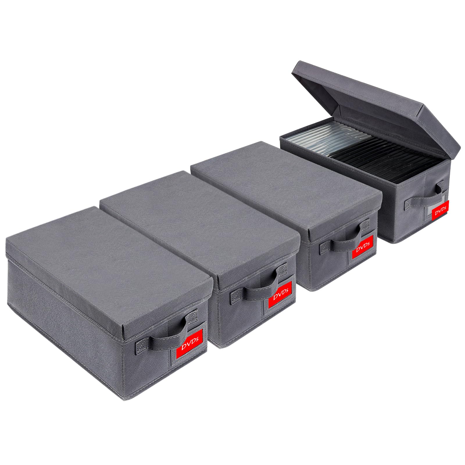 Nuswor Upgrades Dvd Storage Box - Perfect Dvd Case Storage Solution, Stackable Dvd Organizer With Lid, 4Pack Dvd Holder 15.75 X