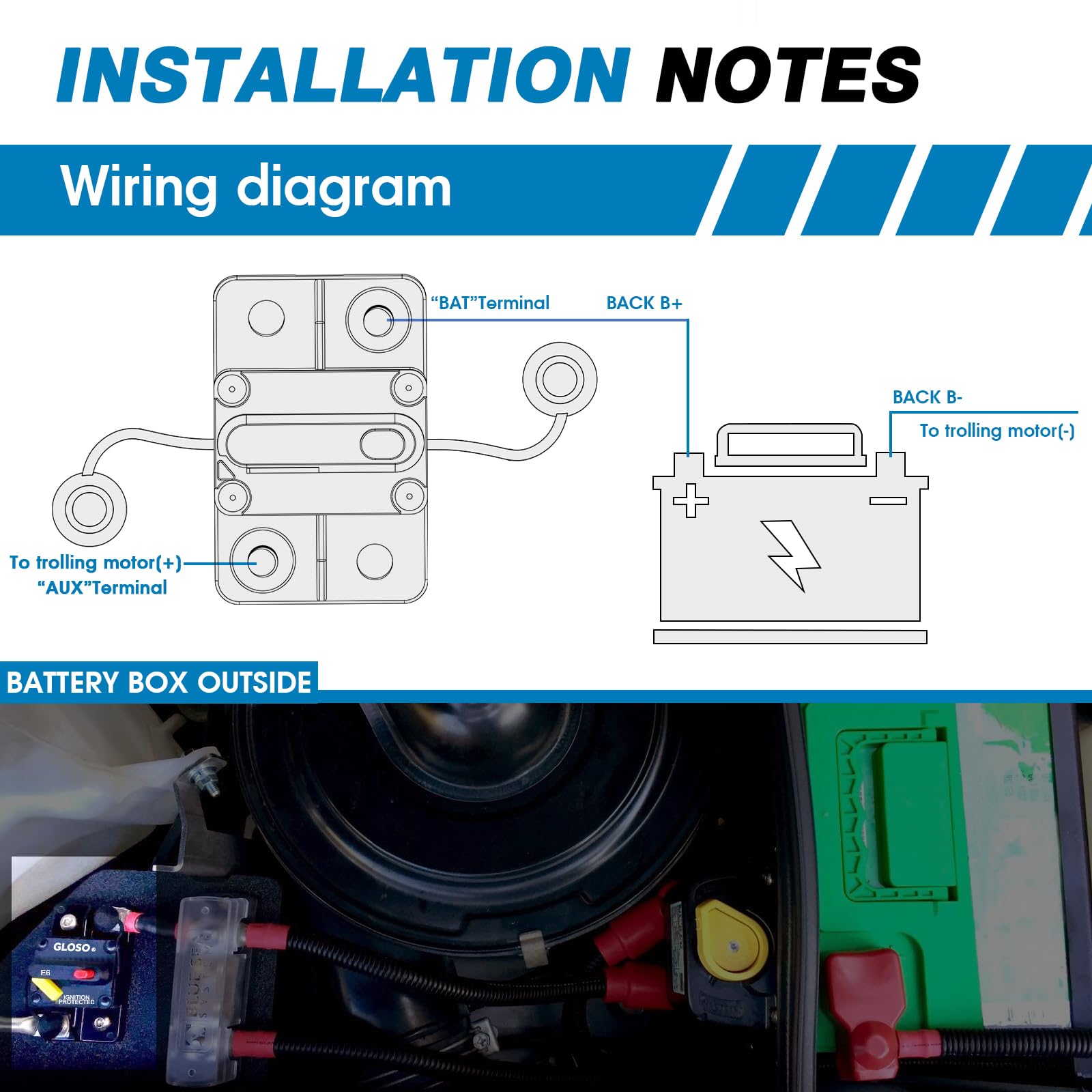 Gloso Circuit Breaker 20 A E69 For Marine Truck Boat Rv Automotive Mid Range Mini T3 Manual Reset Switchable Compact Medium Ip66 (20 A)