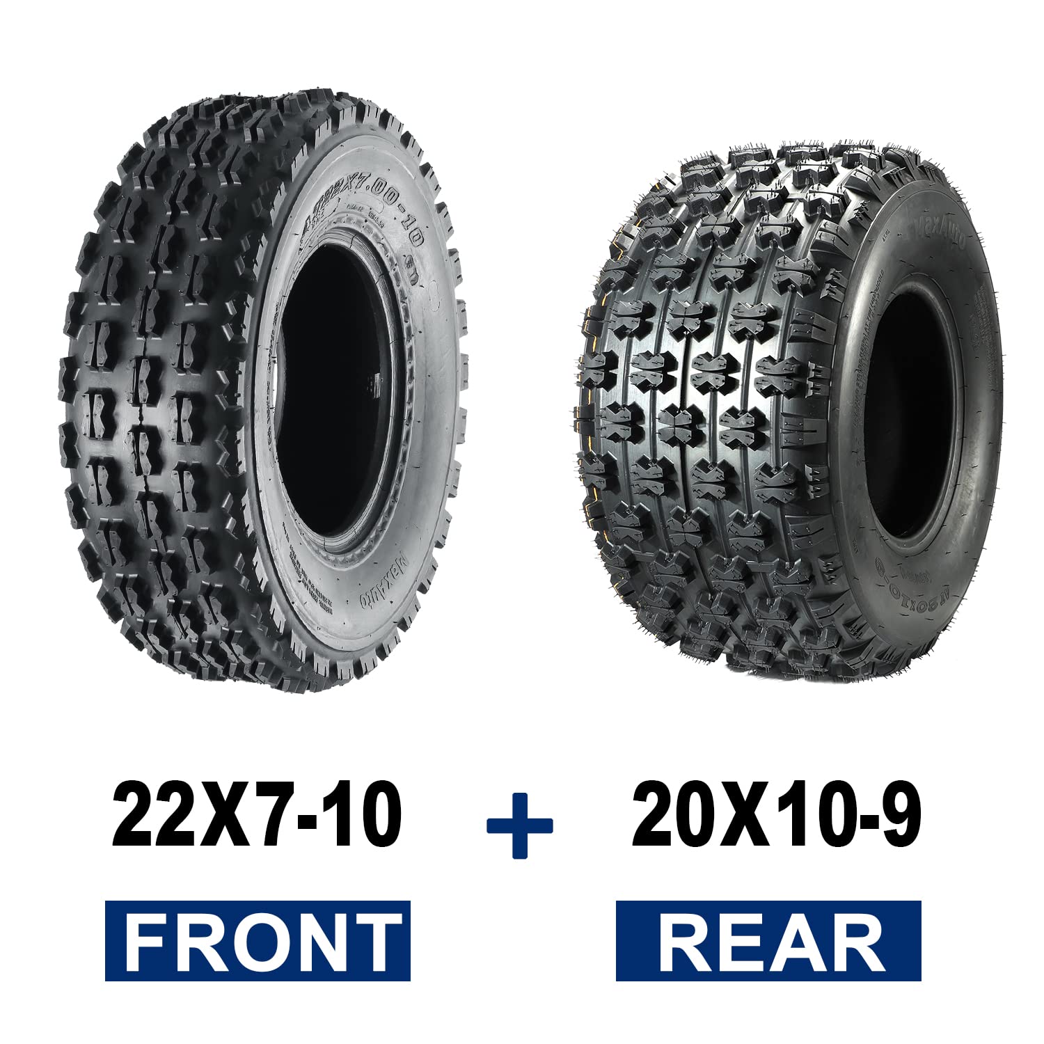Maxauto Set Of 4 Sport Atv Tires 22X7-10 Front & 20X10-9 Rear Utv Tires 4Pr 22X7X10 Atv Quad Tires - 10077/10081