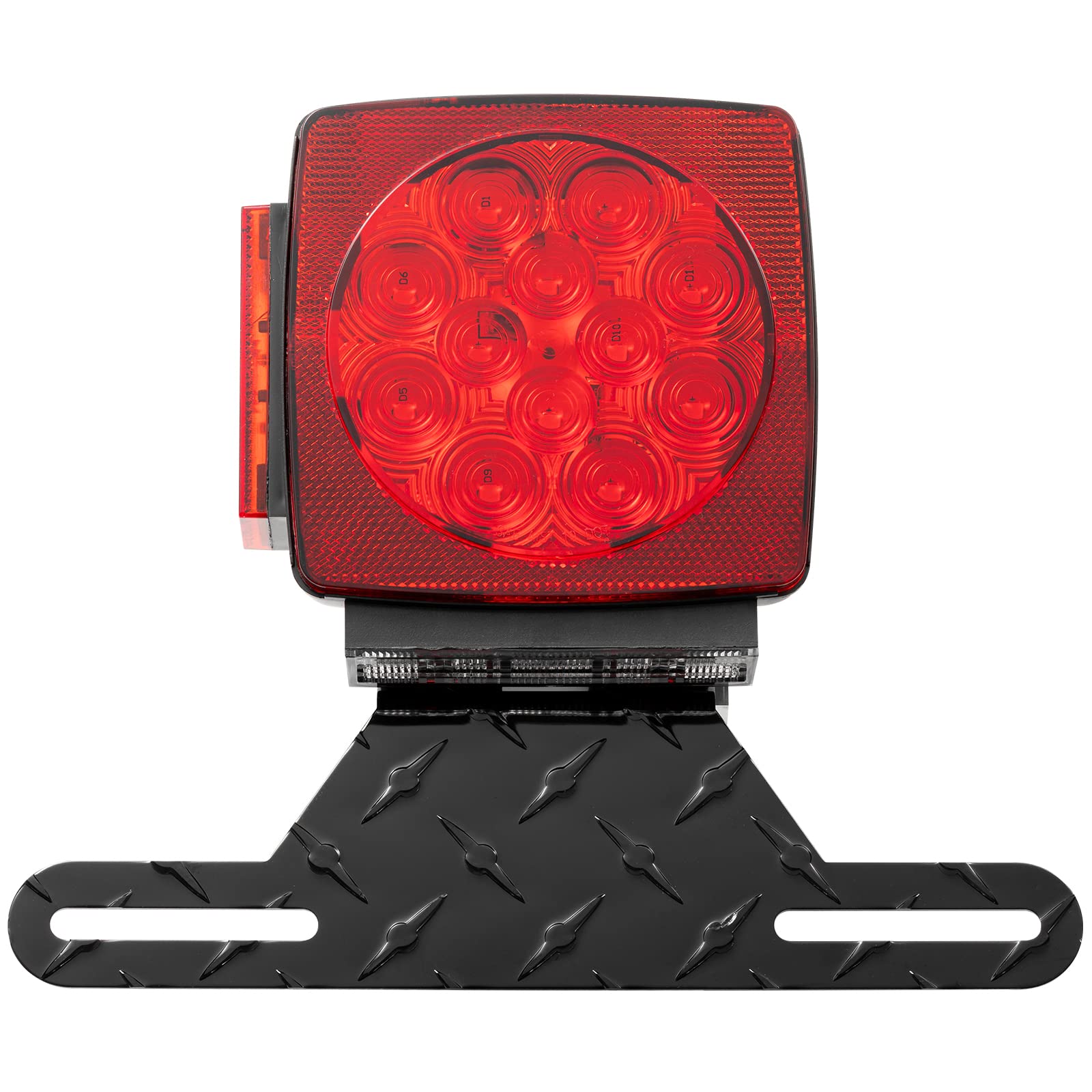 Czc Auto Aluminum Trailer License Plate Light Bracket With Light Mount Hole For Trailers Trucks (Black)