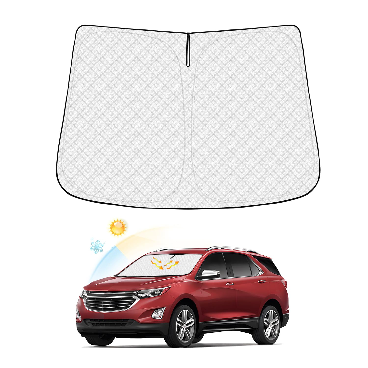 Canvcle Windshield Sun Shade For Chevrolet/Chevy Equinox 2018-2024 Accessories Thicken 6-Layer Foldable Front Window Sunshade Su