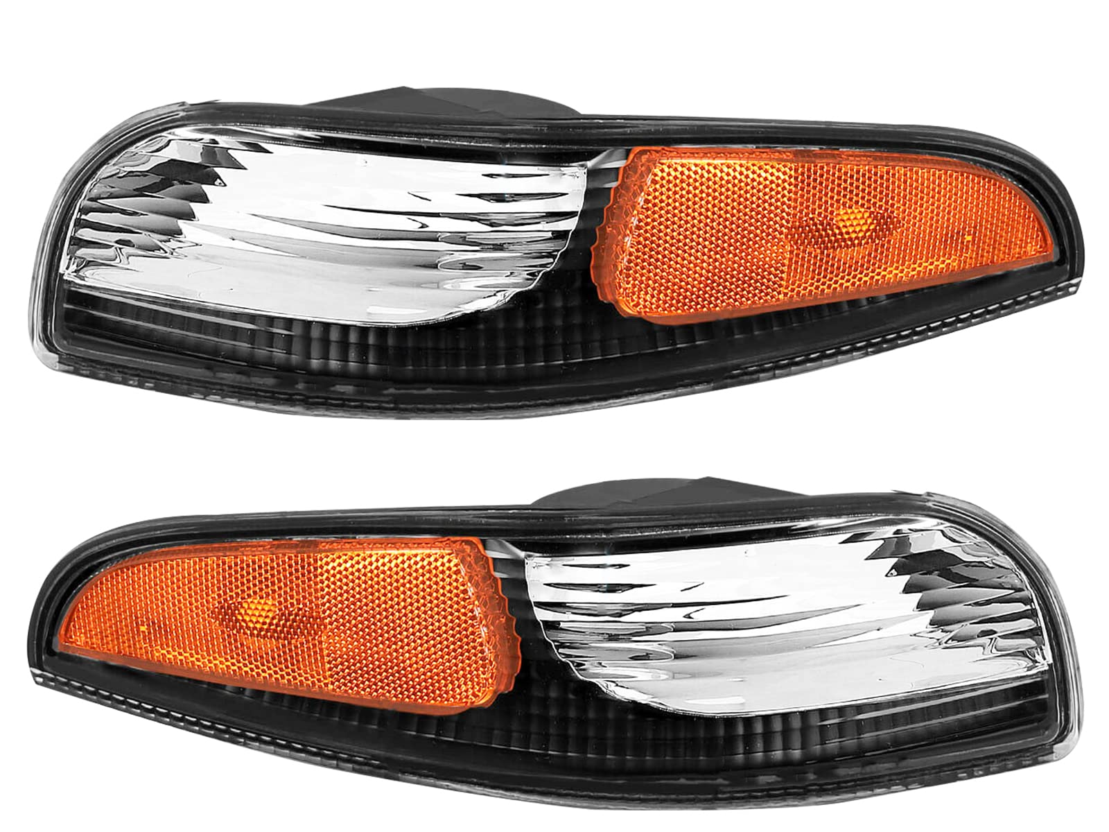 Amerilite Black Replacement Bumper Parking Turn Signal Lights Set For Chevy Corvette - Passenger And Driver Side