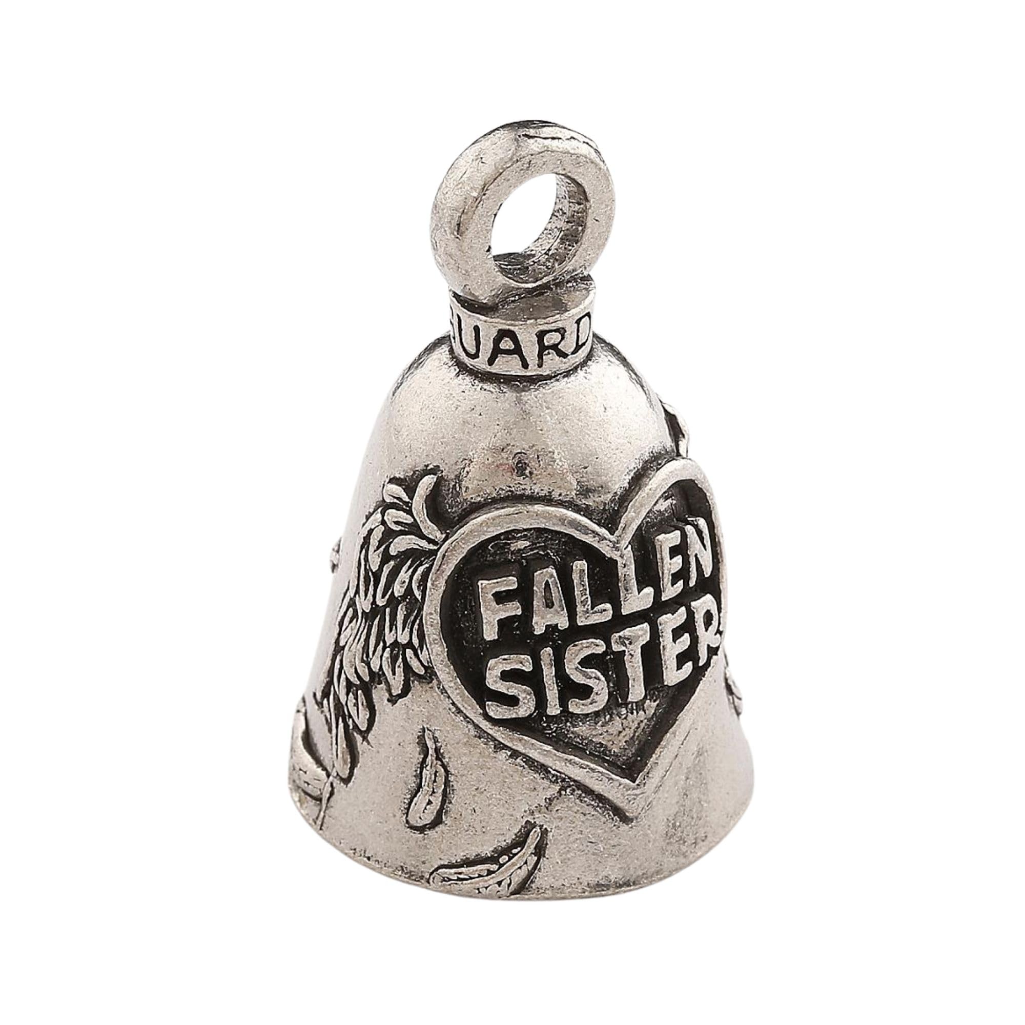 Guardian Bell Fallen Sister Good Luck Bell W/Keyring & Black Velvet Gift Bag | Motorcycle Bell | Lead-Free Pewter | Good Luck Gi