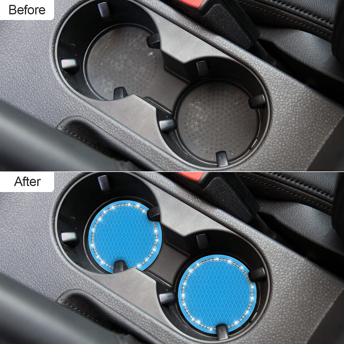 Car Bling Cup Holder Coaster, 2 Pack 2.75 Inch Crystal Rhinestone Car Cup Holder Insert Coaster,Universal For Cars, Vehicles, Suvs, Car Interior Accessories For Women And Men (Blue)
