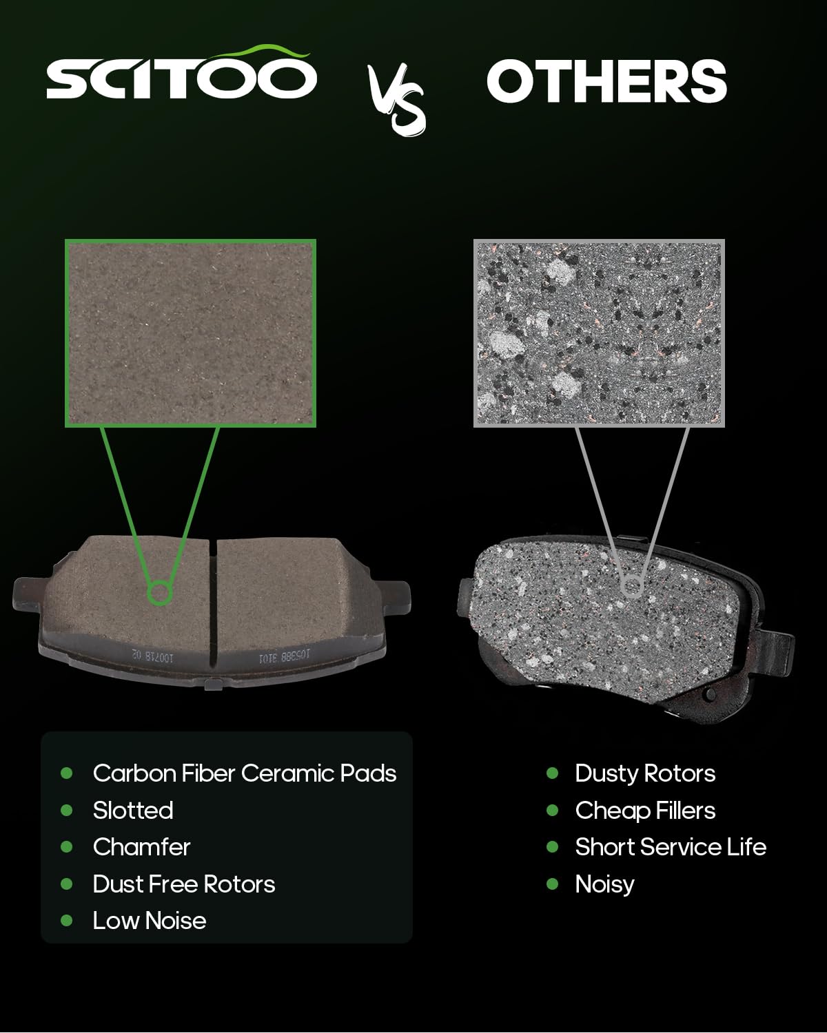 Scitoo Ceramic Front Rear Disc Brake Pad Set Fit For 2004-2007 For Toyota Highlander