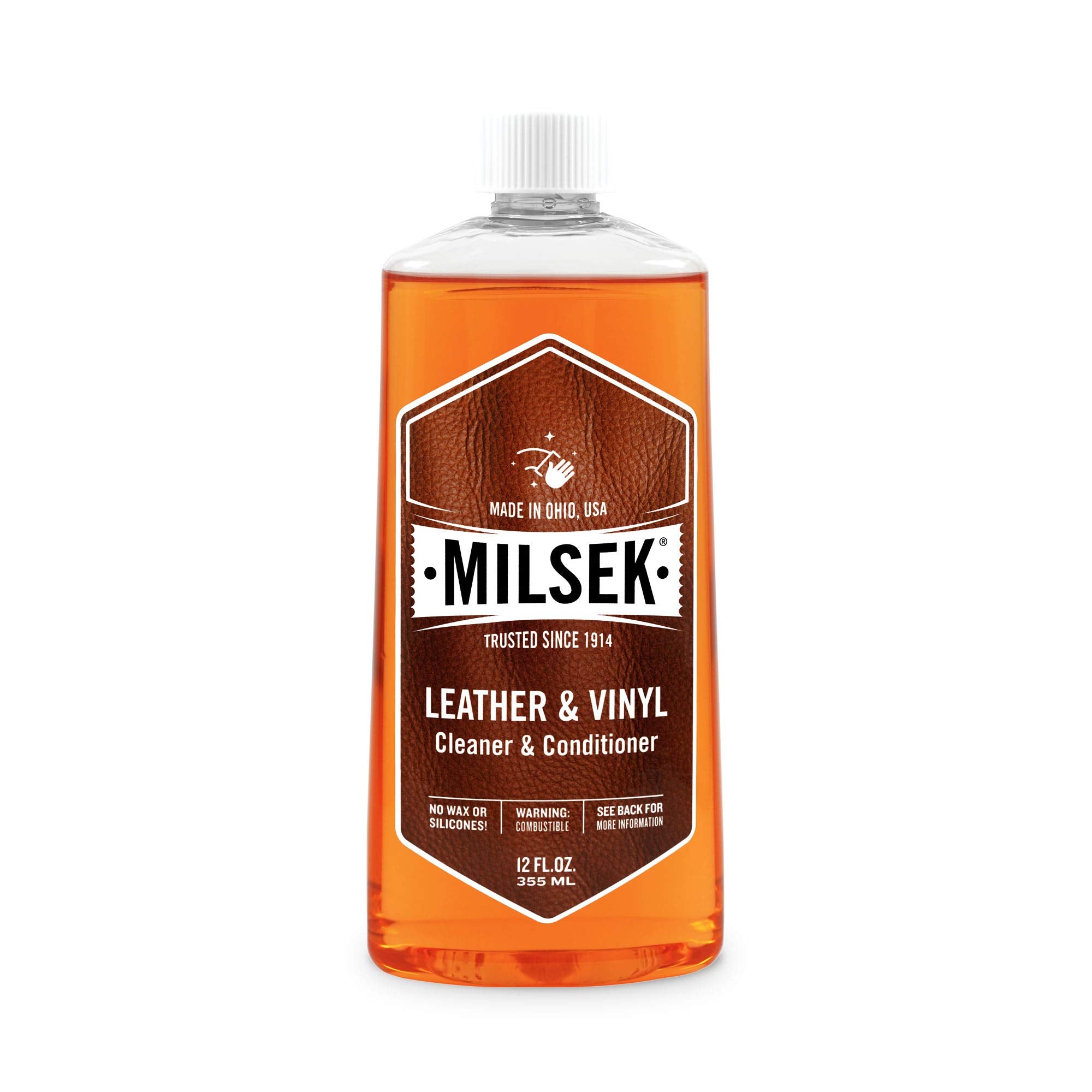Milsek Leather And Vinyl Cleaner & Conditioner, 12 Ounce, Mandarin Scent