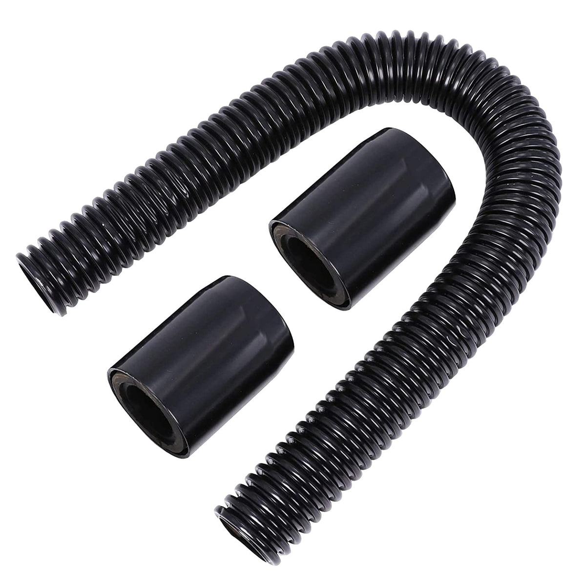 BLACKHORSE-RACING 44 Black Chrome Flexible Stainless Steel Heated Hose Kit Chrome Caps