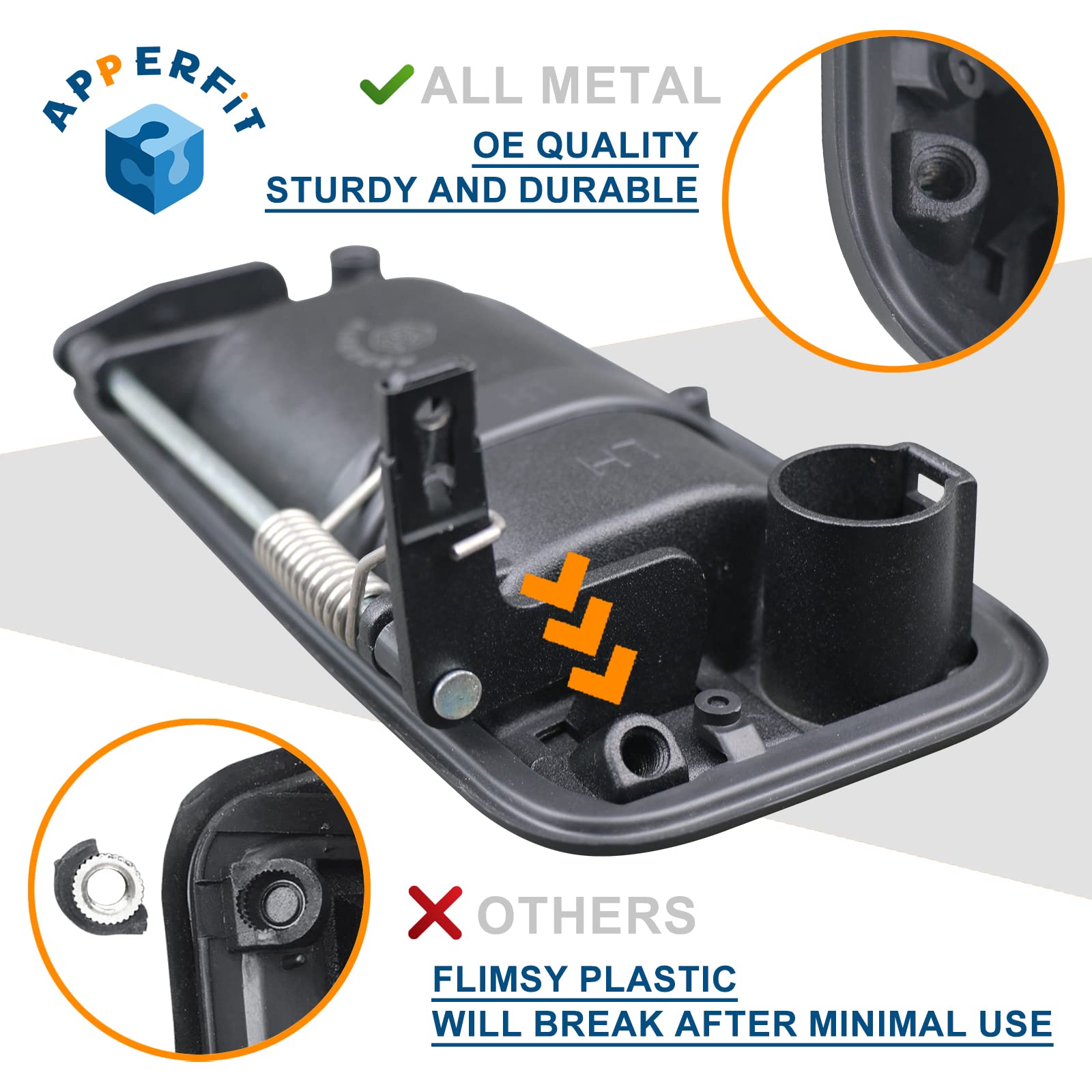 Apperfit All Metal Exterior Door Handles W/Lock Cylinders & Keys Compatible With Chevy Tahoe Suburban C/K1500 C/K2500 C/K3500 Gmc Yukon Replaces 15742229 15742230