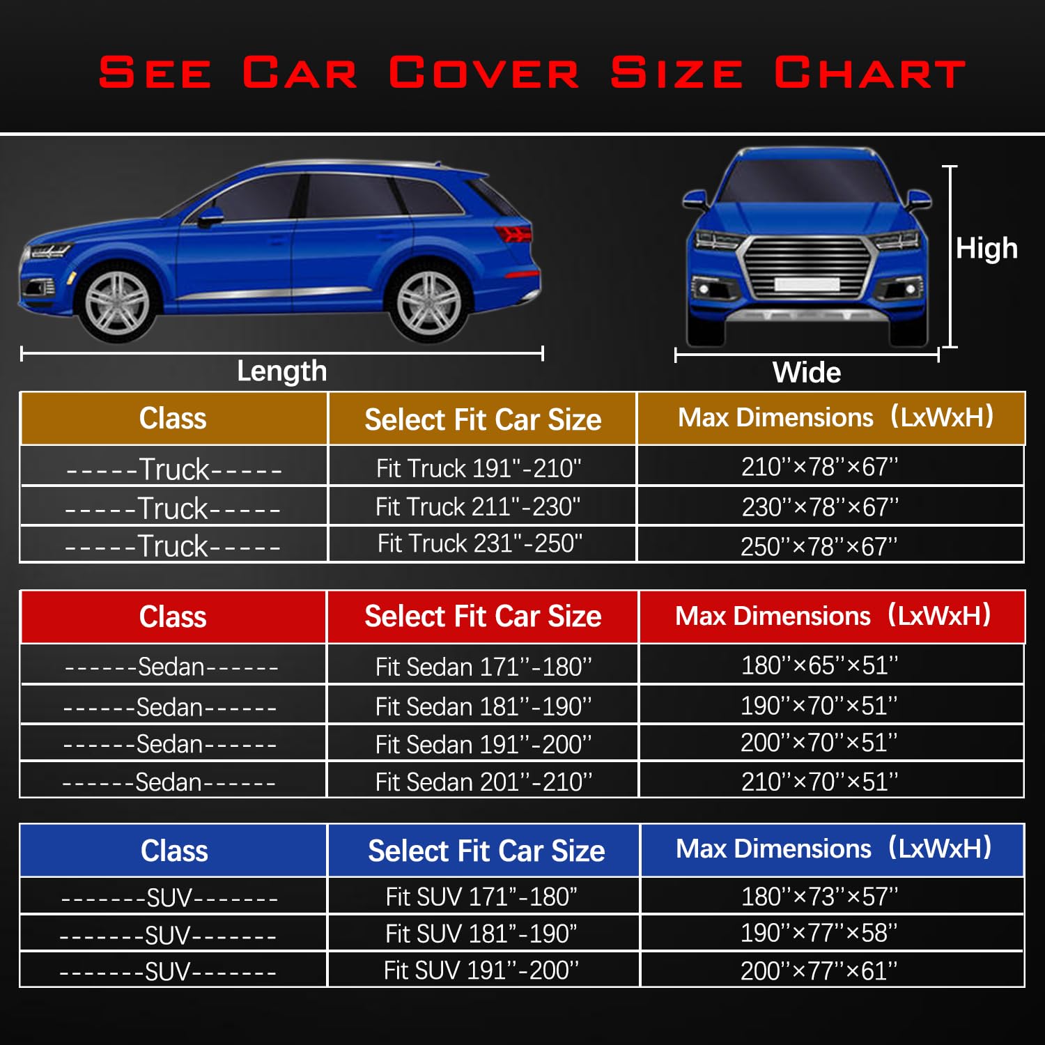 Oweeio 30 Layers Suv Car Cover For Automobiles All Weather Waterproof, Outdoor Snowproof Uv Protection Windproof, Door Zipper, S