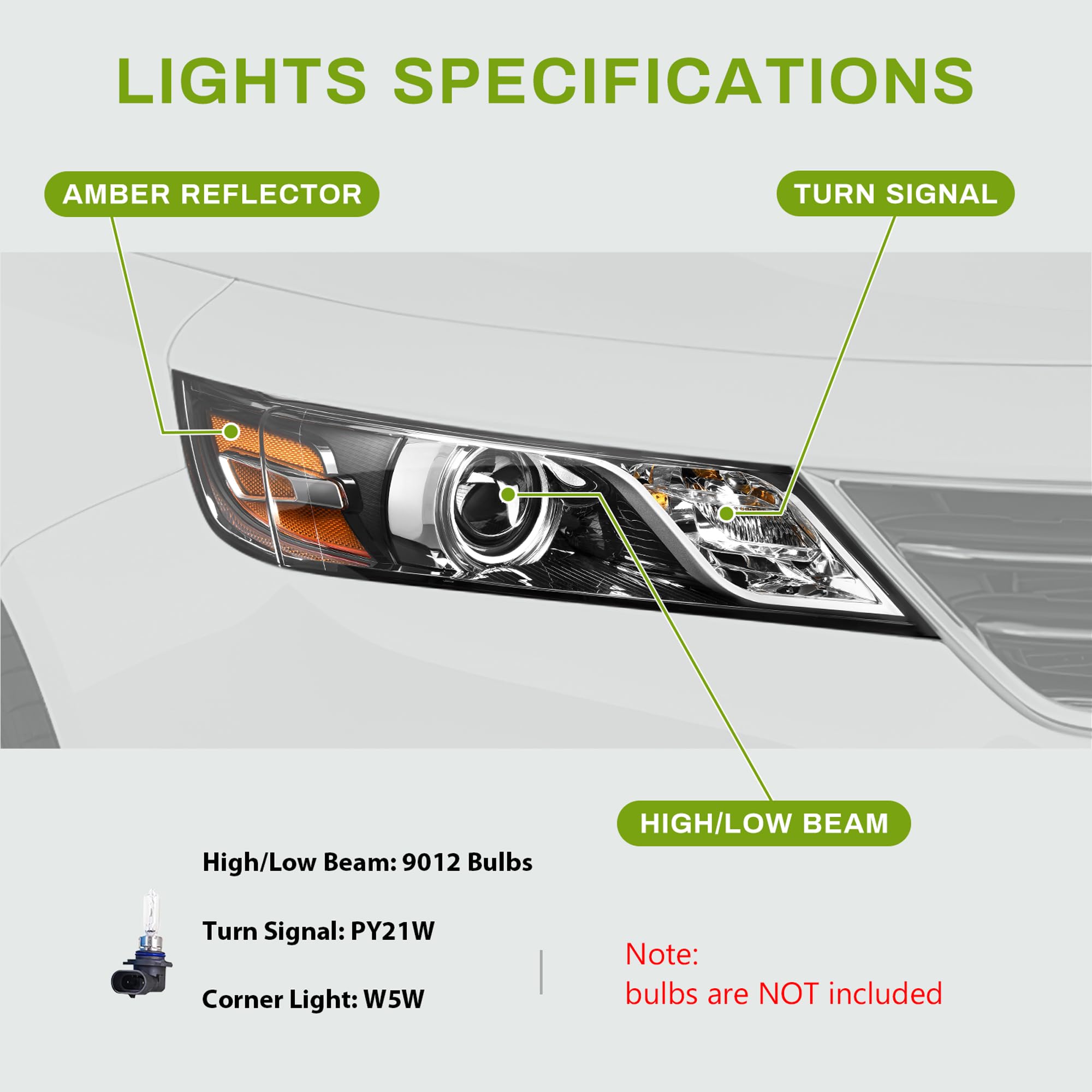 Autosaver88 Projector Headlights Assembly Compatible With 2014-2020 Chevy Impala Factory Halogen Headlamp With Bulbs Black Housi