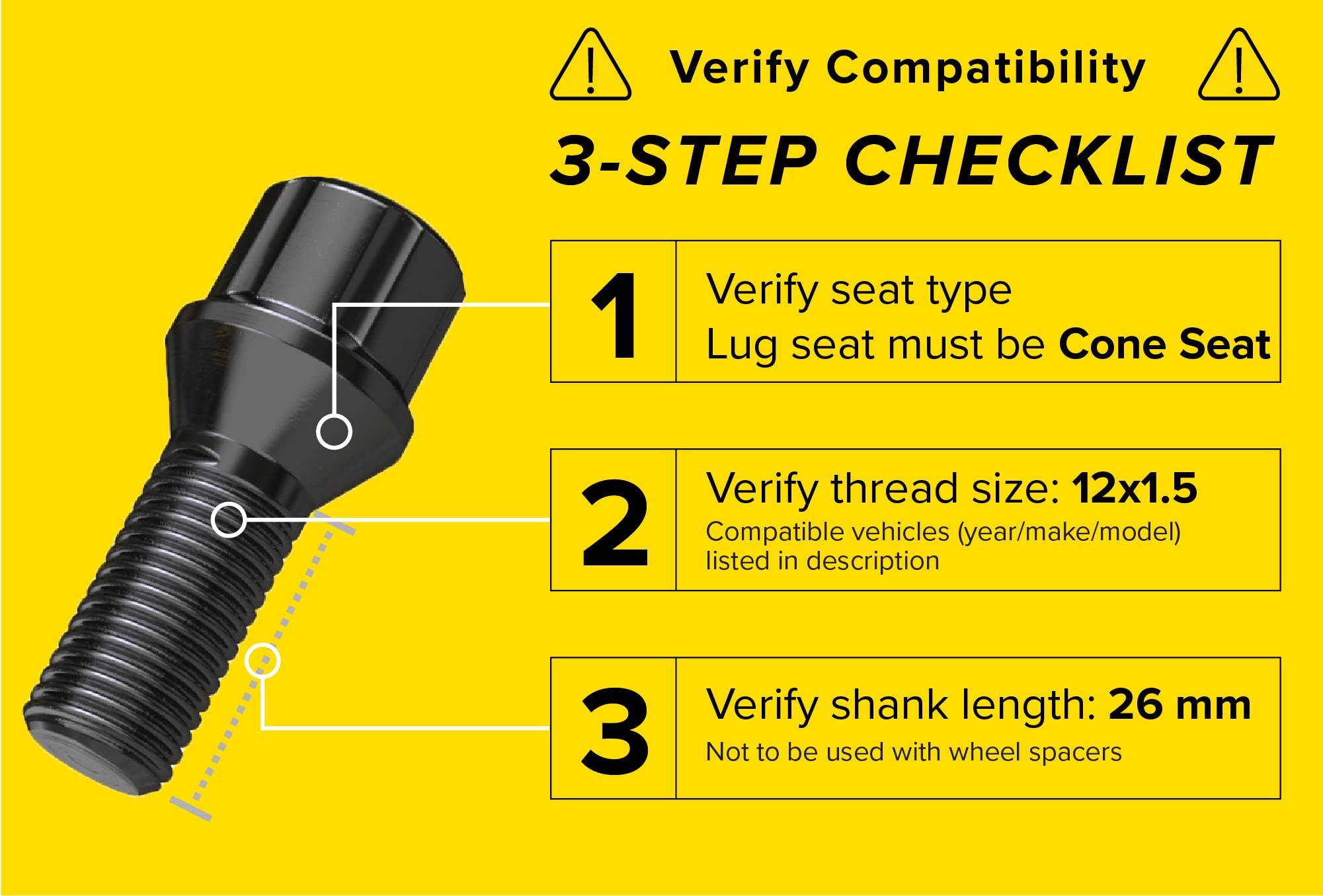 20Pcs Locking Spline Black 12X1.5 Lug Bolts With Socket Key (26Mm Oem Shank Length, Cone Seat) Compatible With Bmw 128I 135I 318
