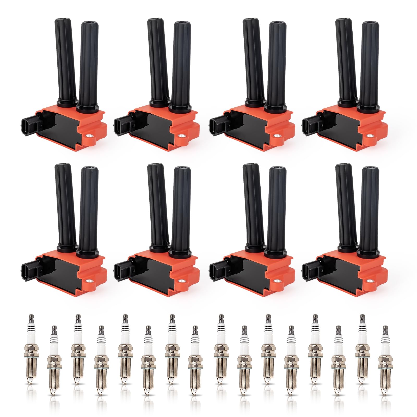 ENA Set of 8 Red Ignition Coil Pack 16 Iridium Spark Plug Compatible with Chrysler Dodge Jeep Ram 1500 2500 3500 Aspen Challenge