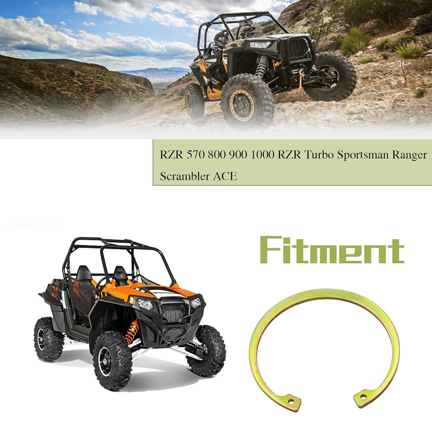 FUSCH 2PCS Bearing Retaining Ring Clip Compatible with RZR 570 800 900 1000 Turbo Sportsman Ranger Scrambler ACE Replace#: 77104