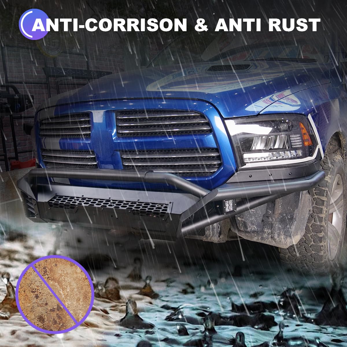 WOLFSTORM Front Bumper Compatible WIth 2013 2014 2015 2016 2017 2018 Dodge RAM 1500 Pickup 2019 2020 2021 2022 2023 2024 RAM 150