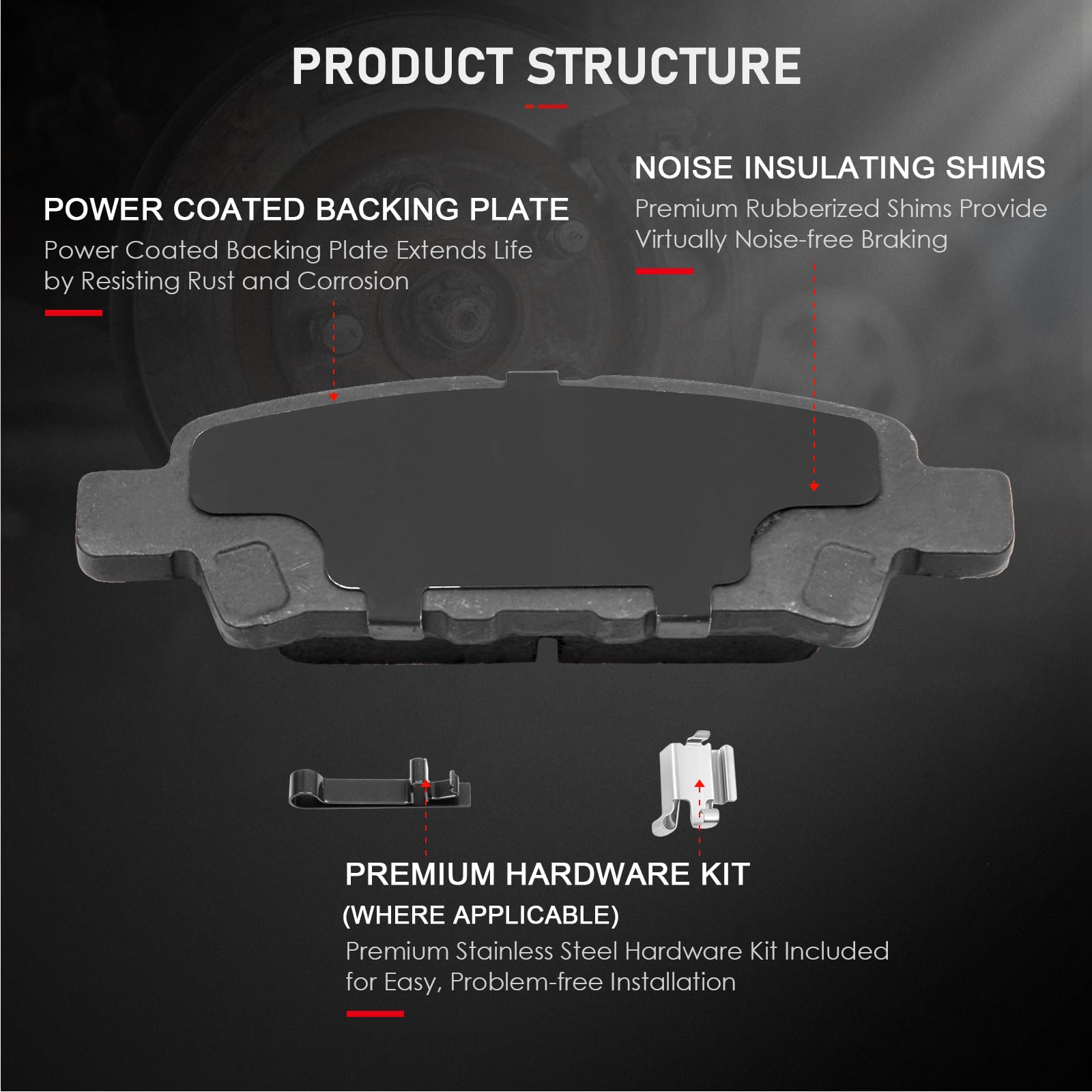 Cciyu D1285 D1037 Front & Rear Ceramic Brake Pads Kits 11-14 For Chrysler 200,07-10 For Chrysler Sebring,08-14 For Dodge Avenger