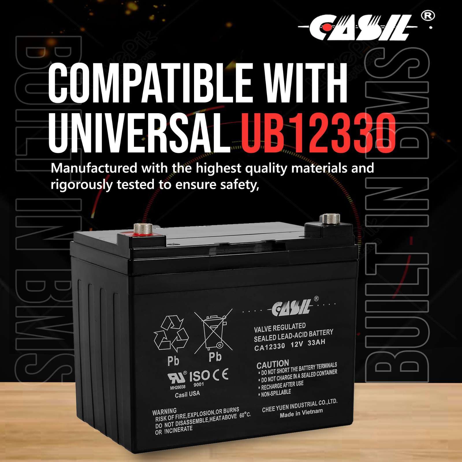 Casil 12V 33Ah Replacement Battery Compatible With John Deere, Craftsman, Husqvarna, Troy-Bilt, Huskee, Cub Cadet