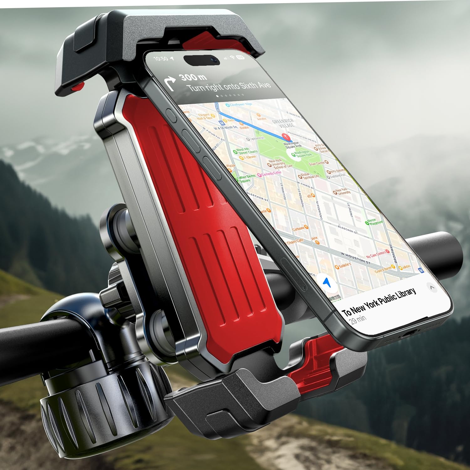 LISEN Bike Phone Holder with Vibration Dampener, [2025 Upgrade] Motorcycle Phone Mount, Bicycle Phone Holder, Handlebar Phone Mo