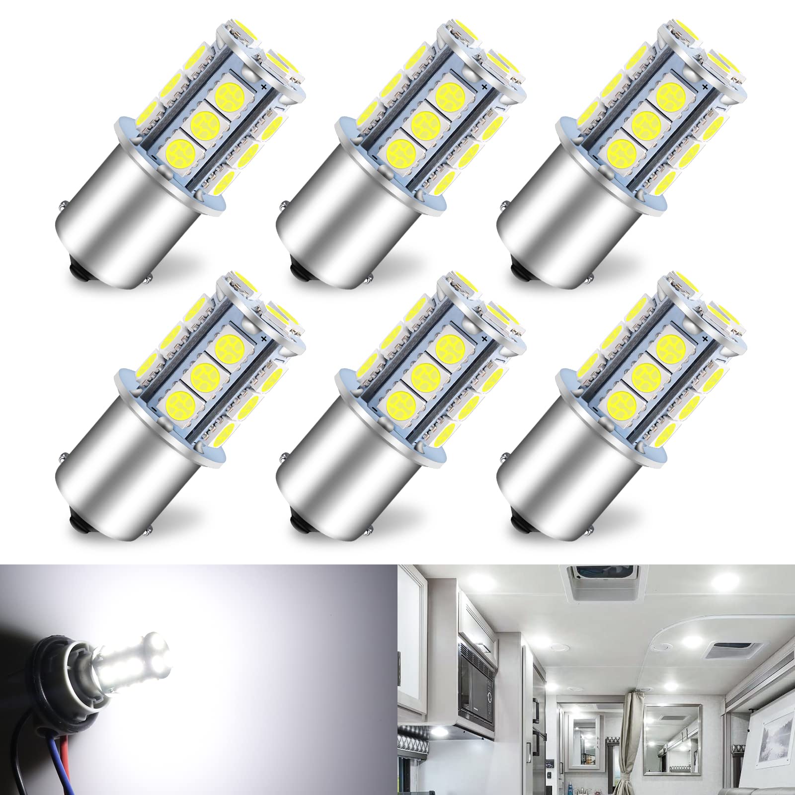 Qoope 1156 Led Bulb White 1141 Led Bulbs Rv Light Interior Bulbs 7506 1003 1073 Ba15S Led Bulb 18Smd 5050 Replacement For 12V Ca