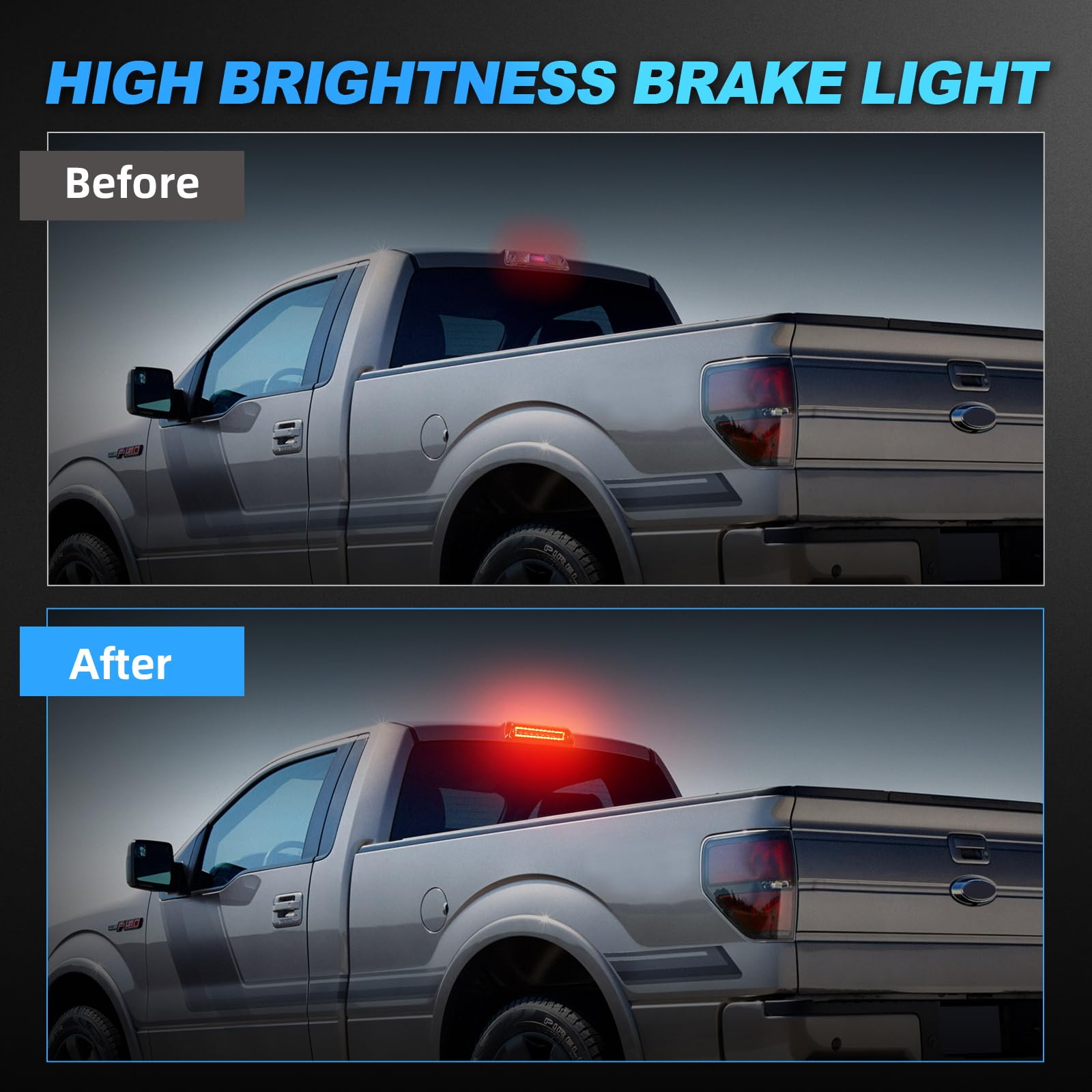 Suparee Led Third Brake Light Smoked Lens Fit For 2009 2010 2011 2012 2013 2014 Ford F150, 3Rd Brake Light Assembly Roof White C