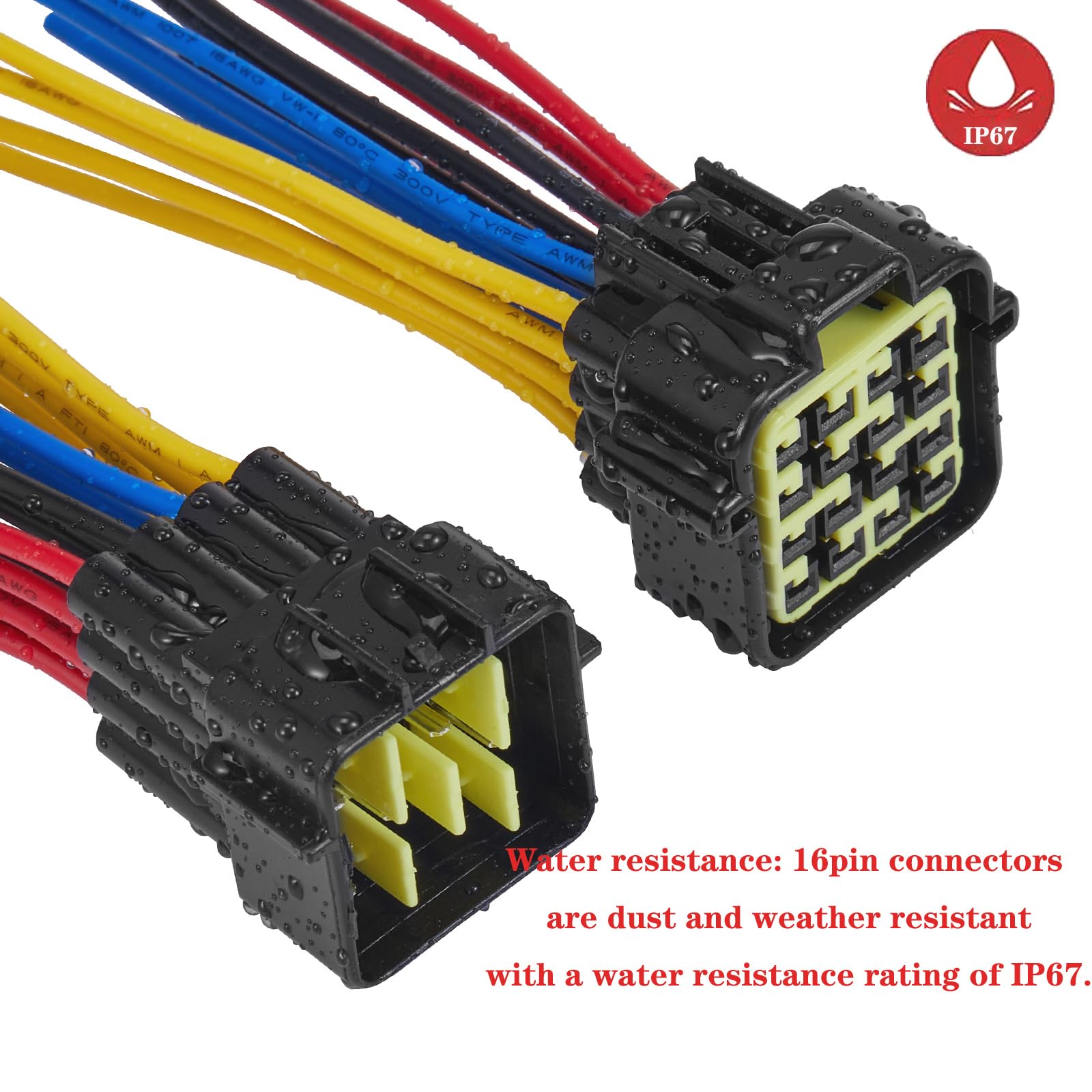 Zhofonet 16 Pin Waterproof Connector,Waterproof Electrical Car Auto Wire Connector,16Awg Male Female Quick Disconnect Wire Conne
