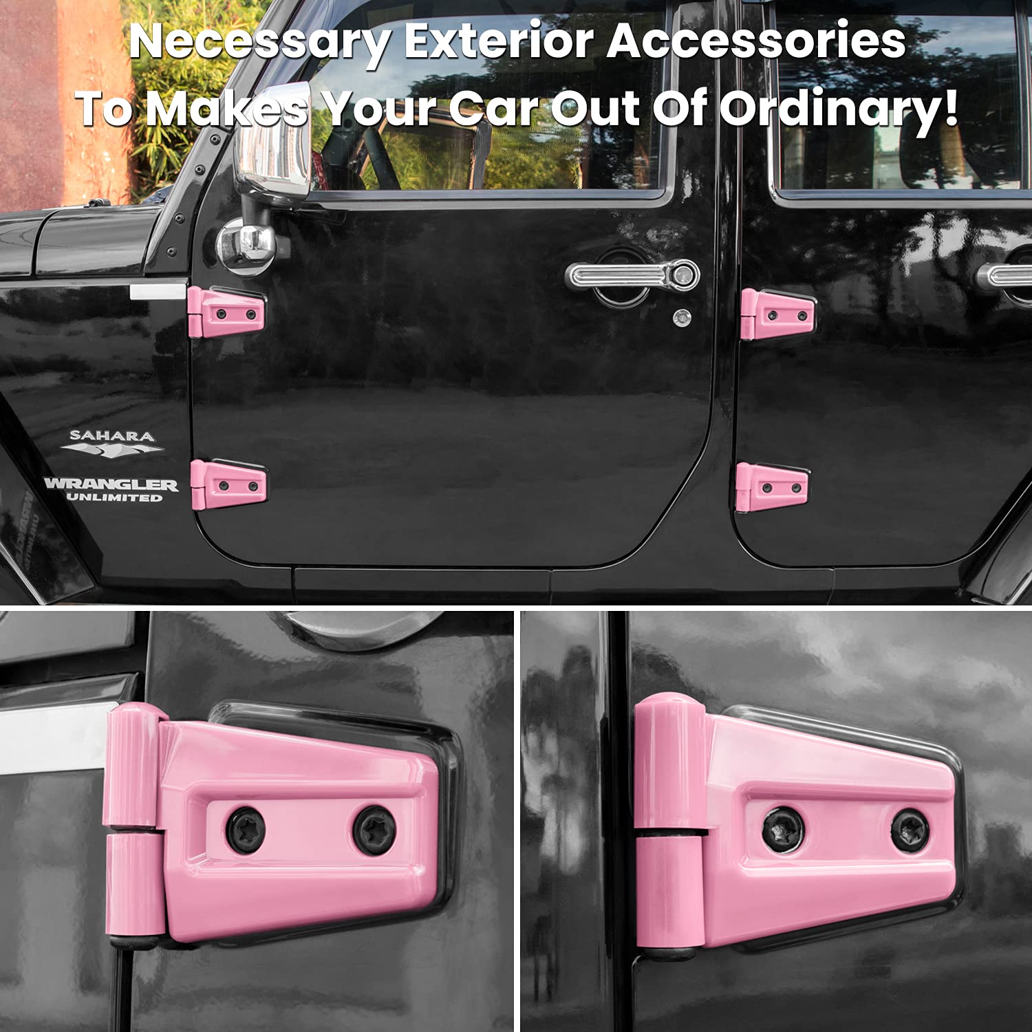 E-Cowlboy Door Hinge Cover Trim Exterior Accessories For Jeep Wrangler Jk Jku Sport Rubicon Sahara X Unlimited 2-Door & 4-Door 2